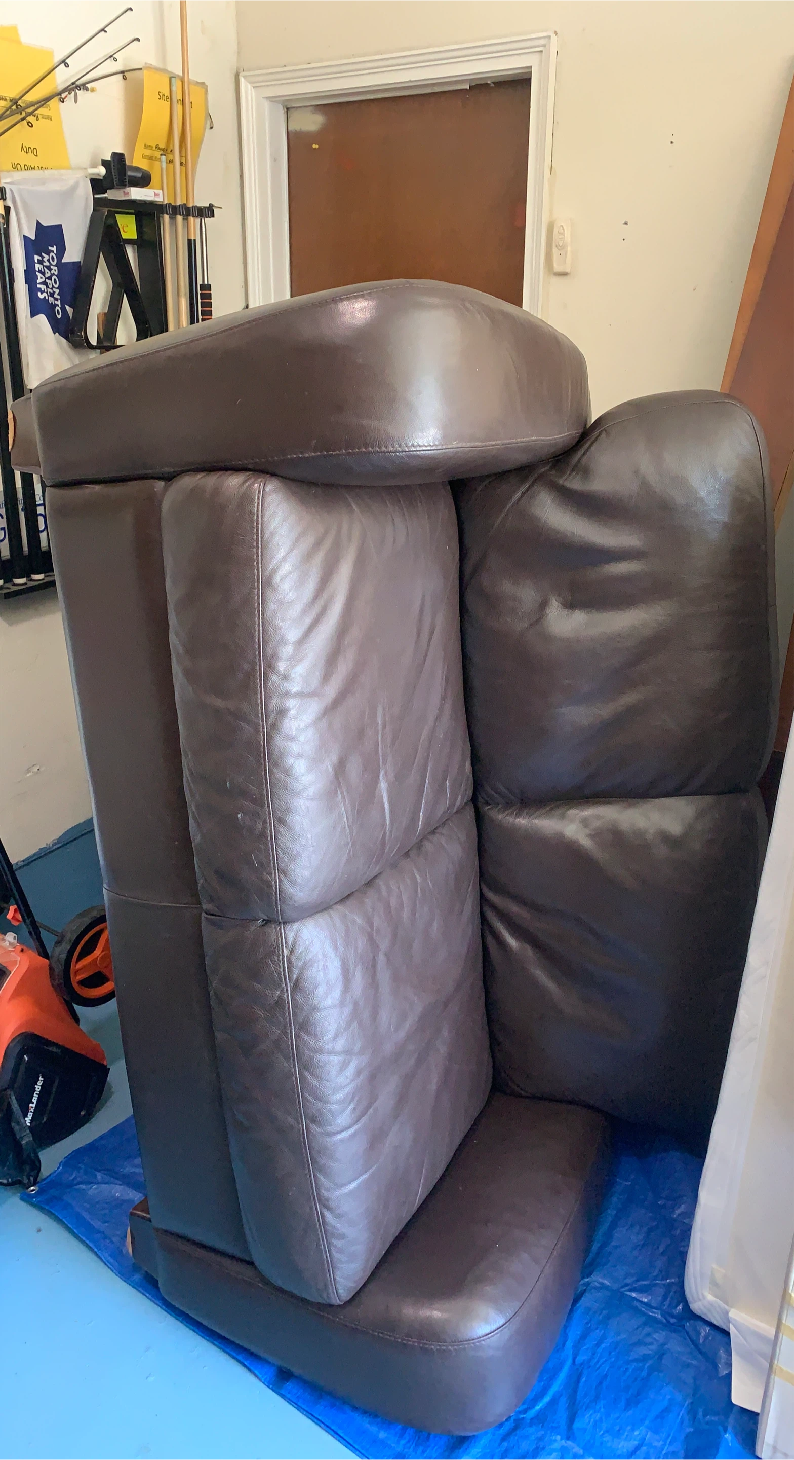 Dark Brown Leather love seat