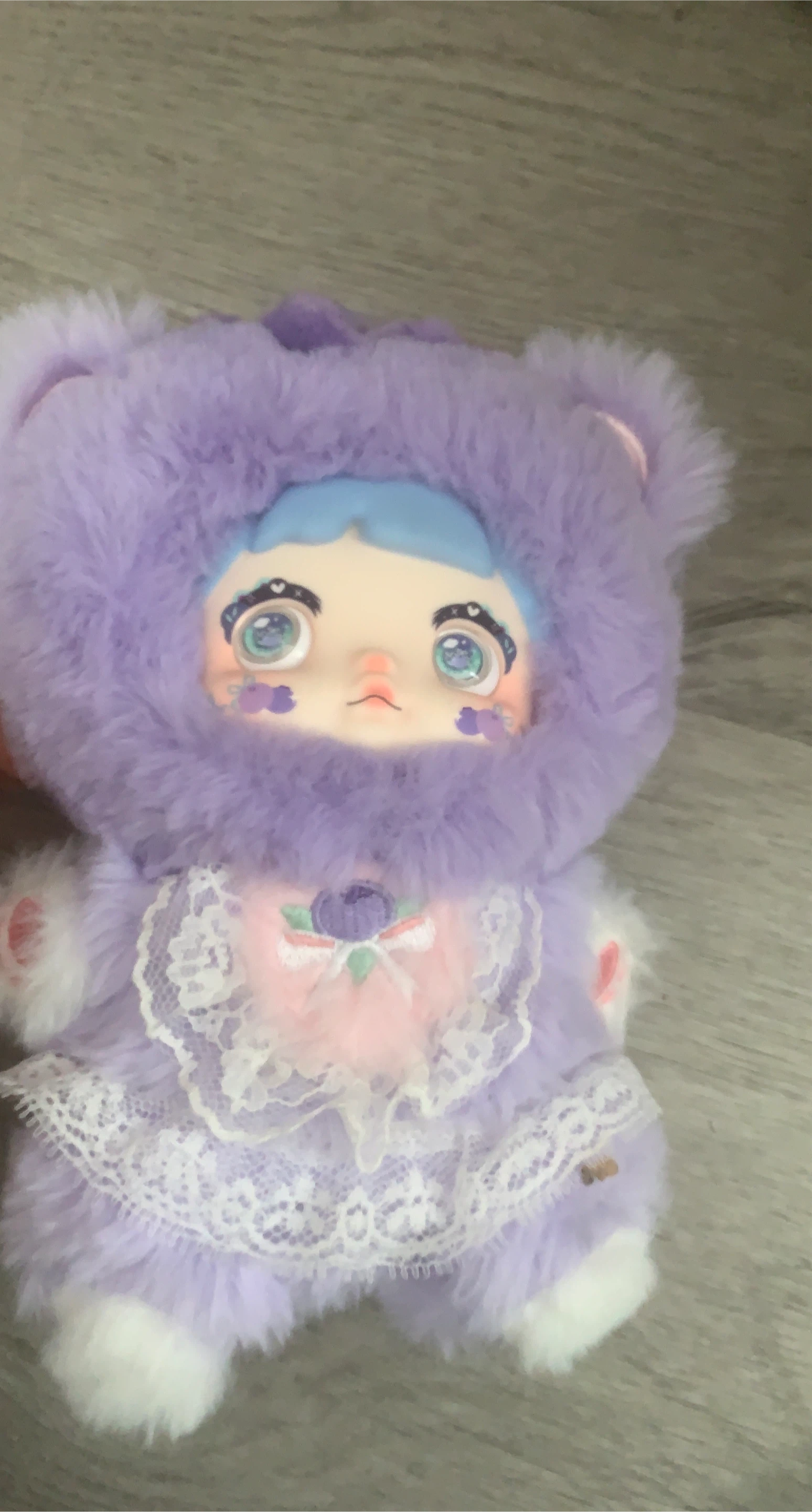 Purple bear plush doll with lace