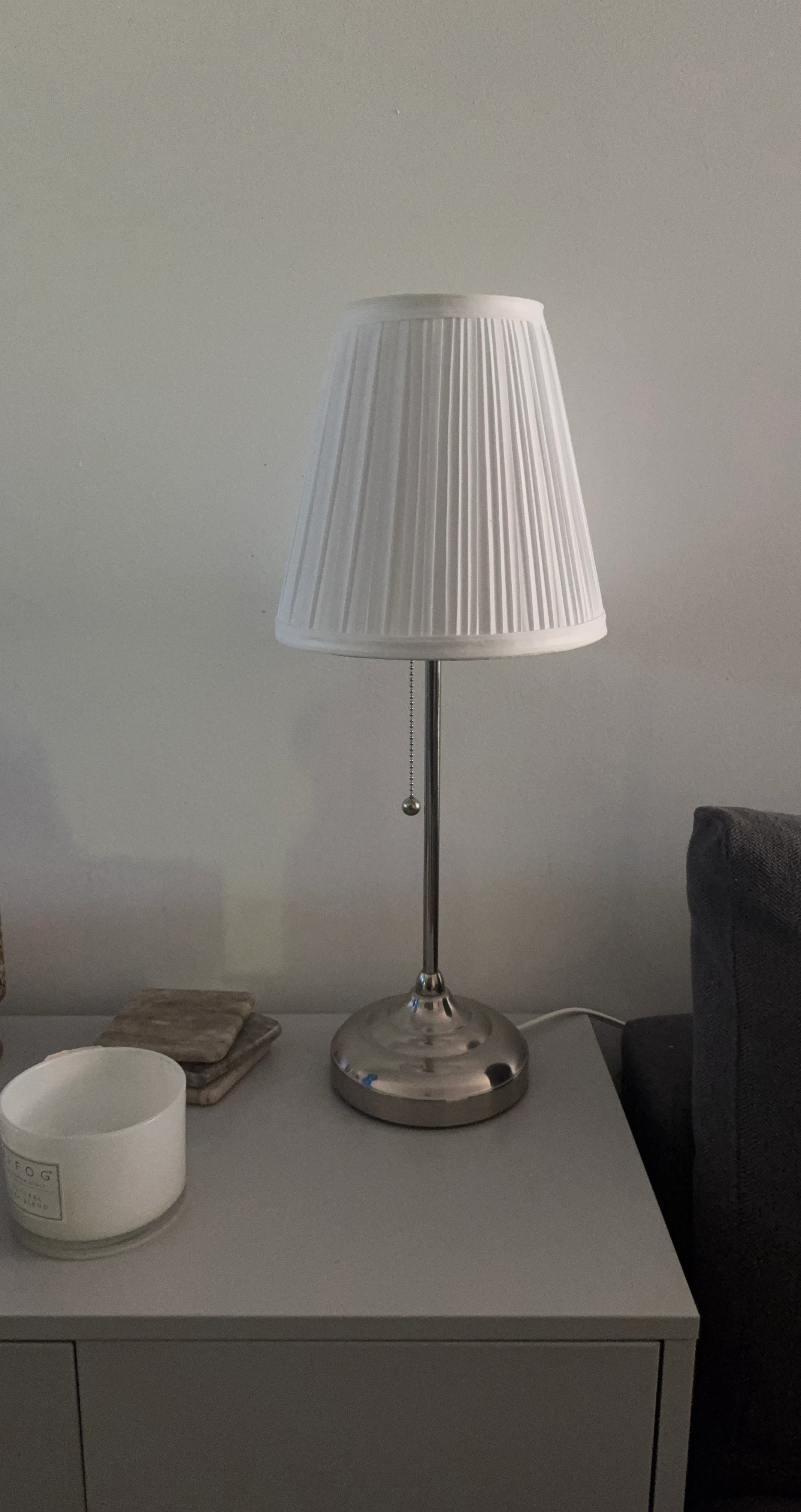 Chrome Table Lamp with Pleated Shade