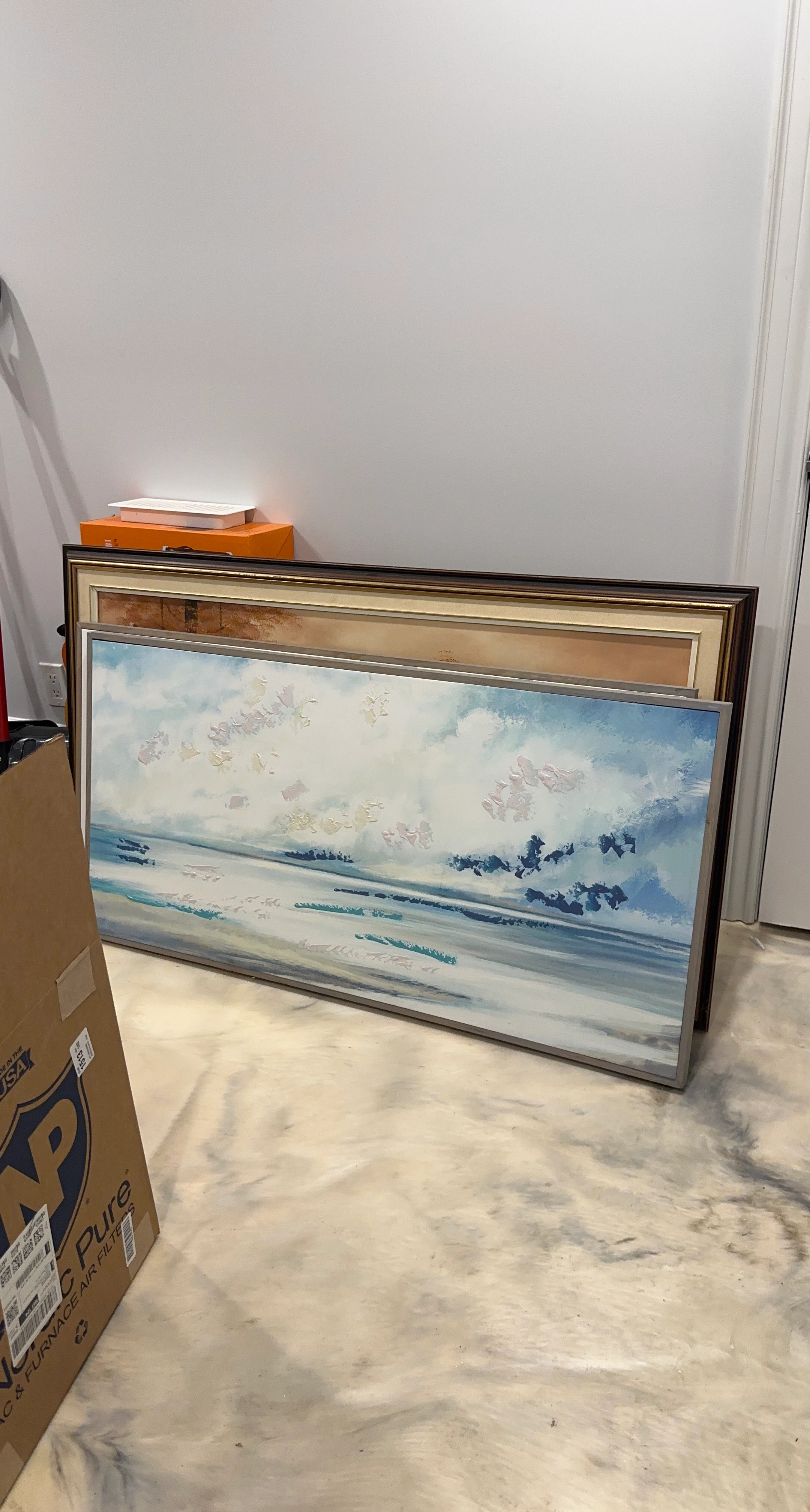 Large Framed Seascape Oil Painting
