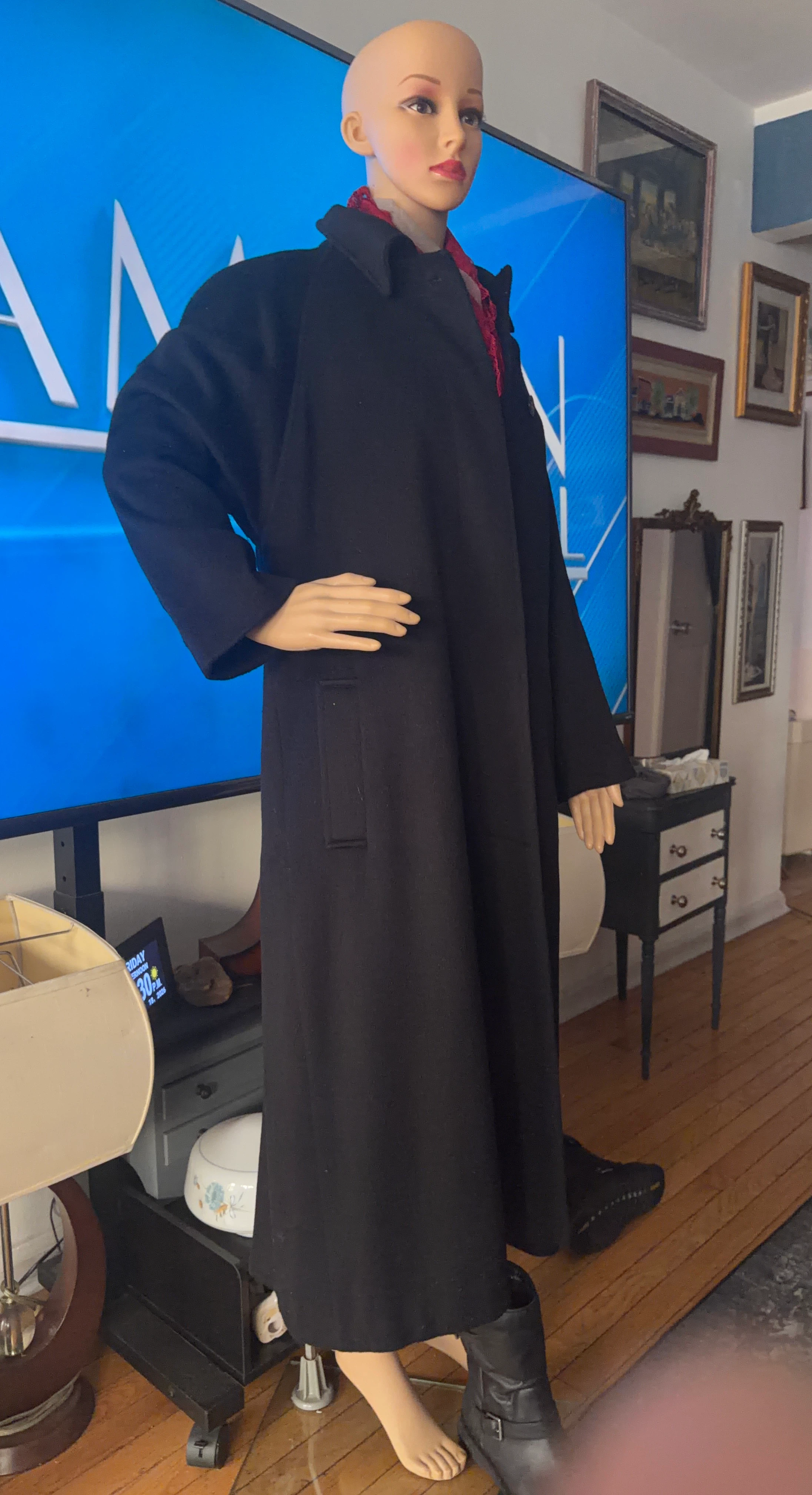 Andrea Black Wool Coat Size 10
