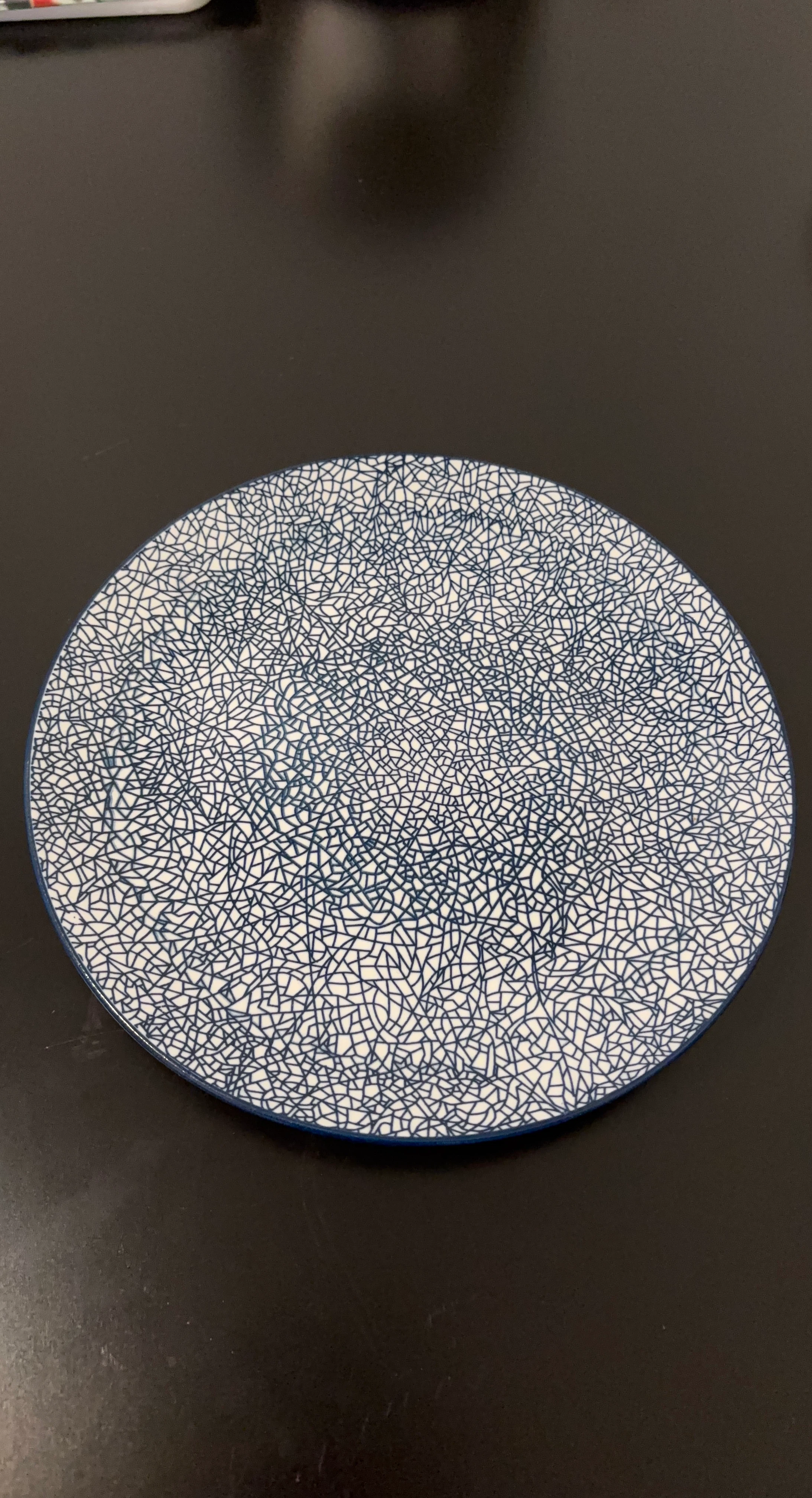 Blue and White Geometric Pattern Plate