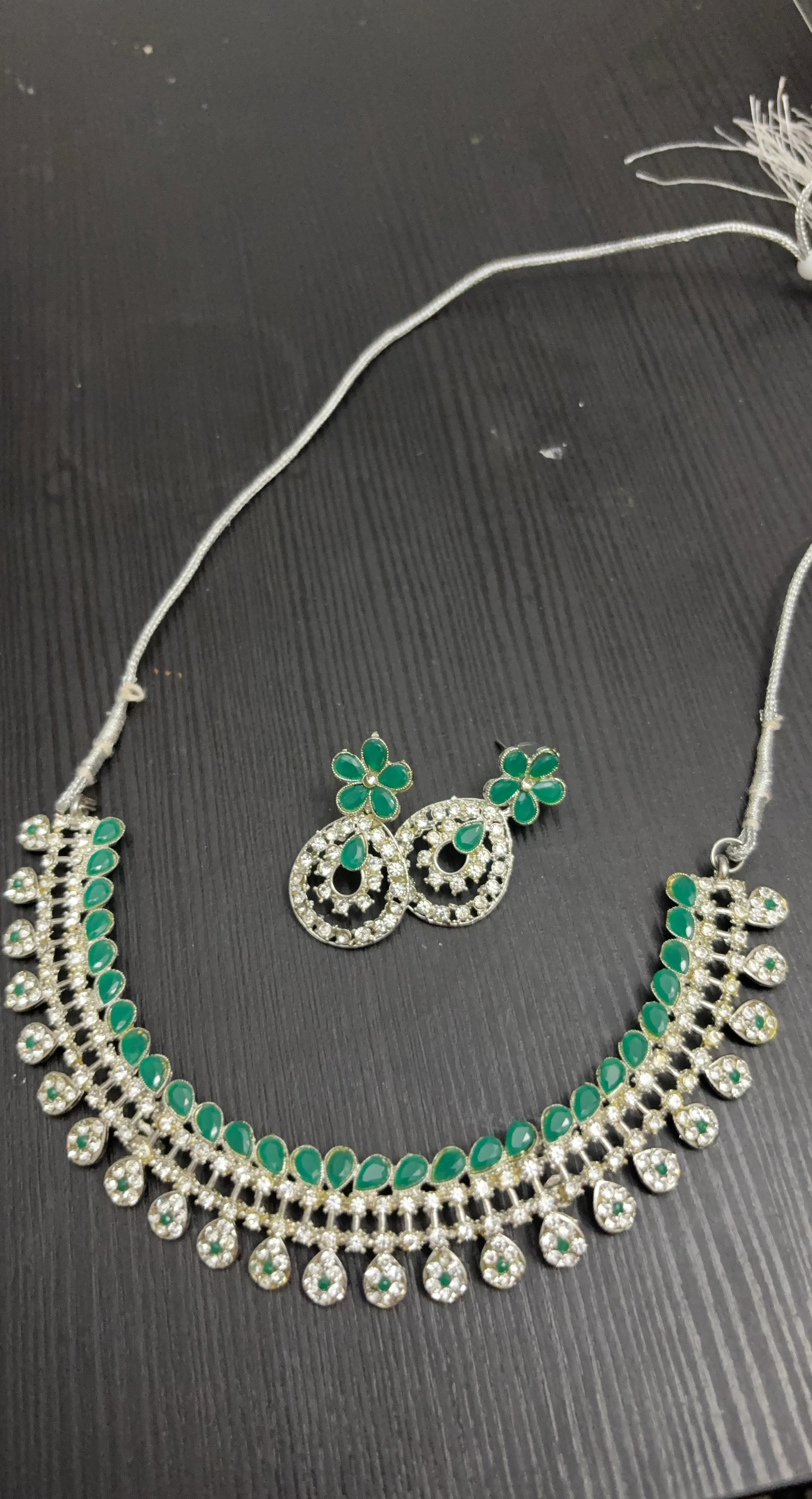 Green Stone Necklace and Earring Set