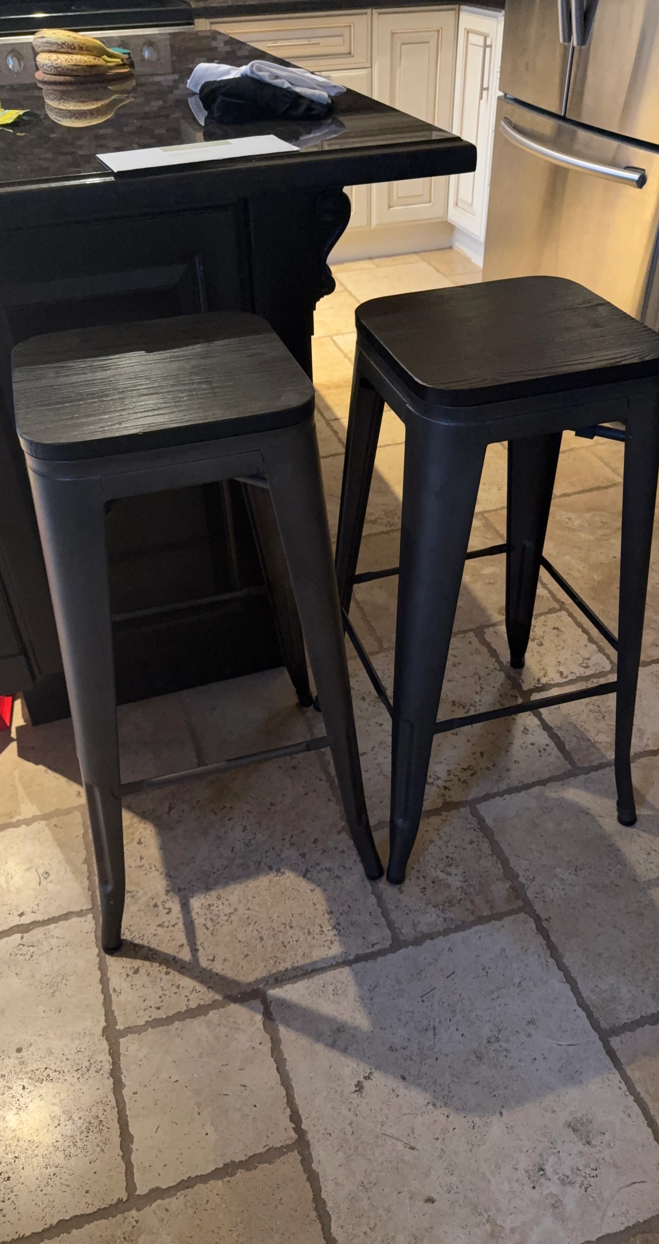 Set of Two Industrial Metal Bar Stools