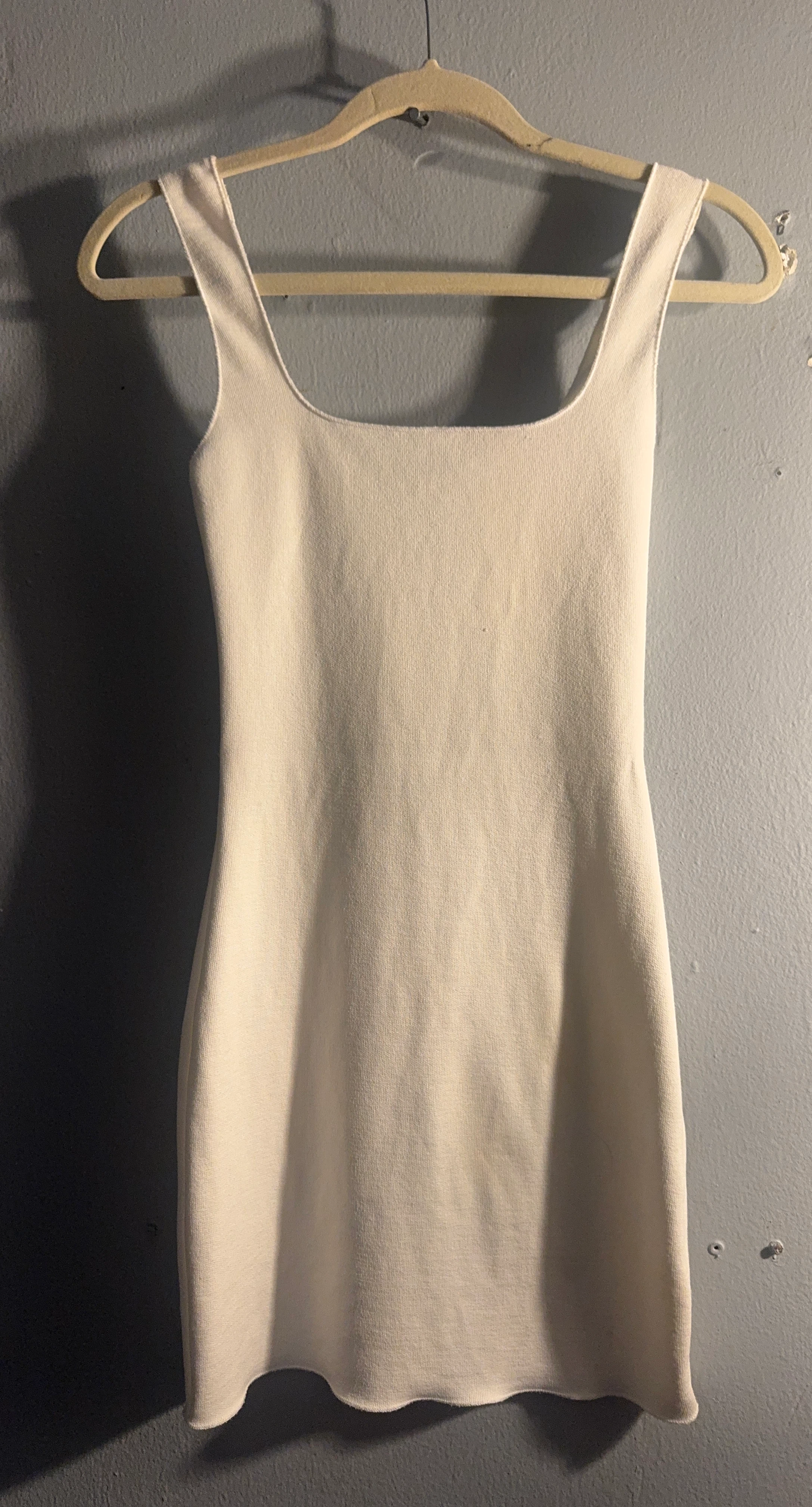 Cream Ribbed Tank Dress Zara
