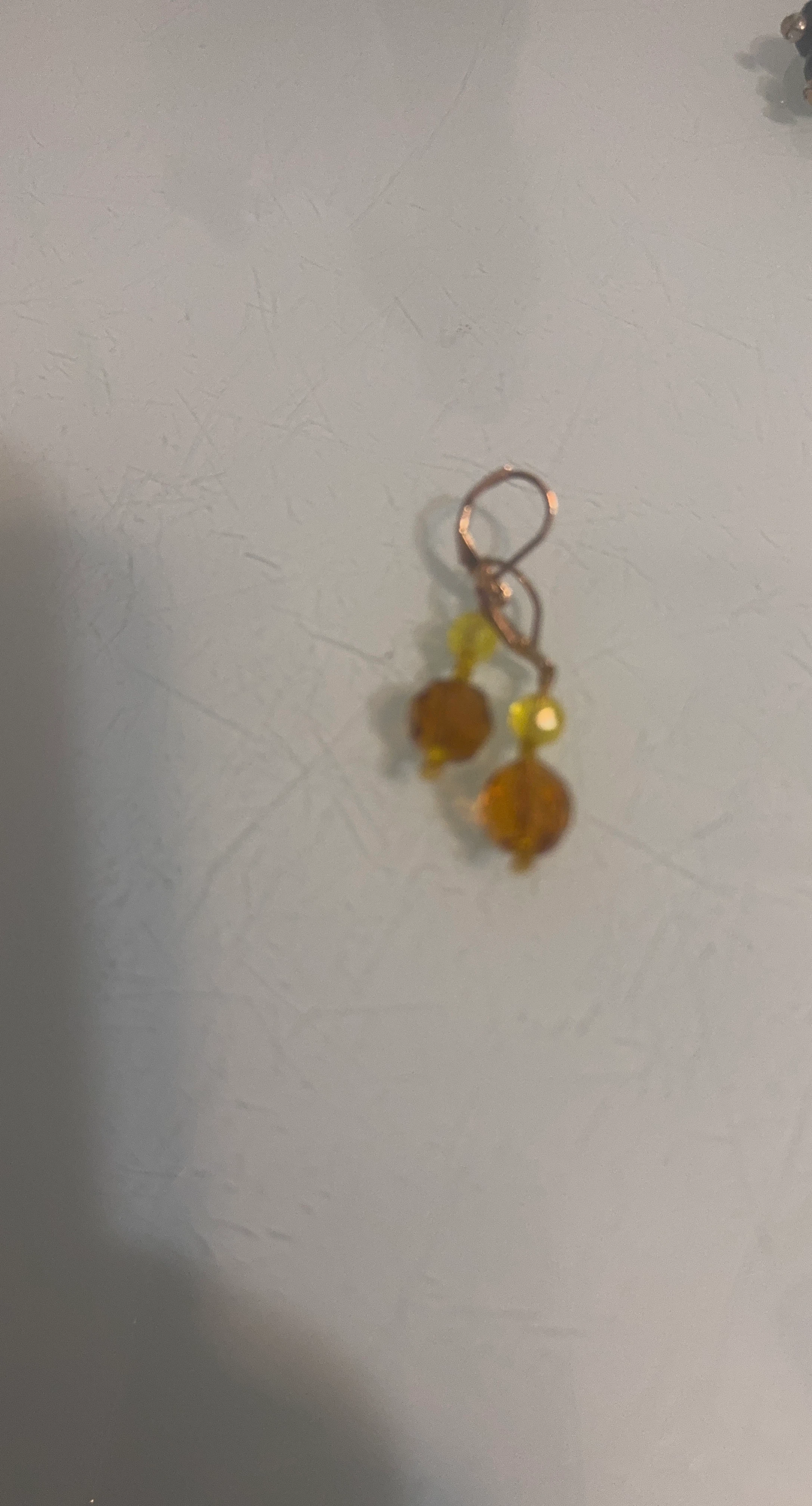 Amber and Yellow Beaded Earrings