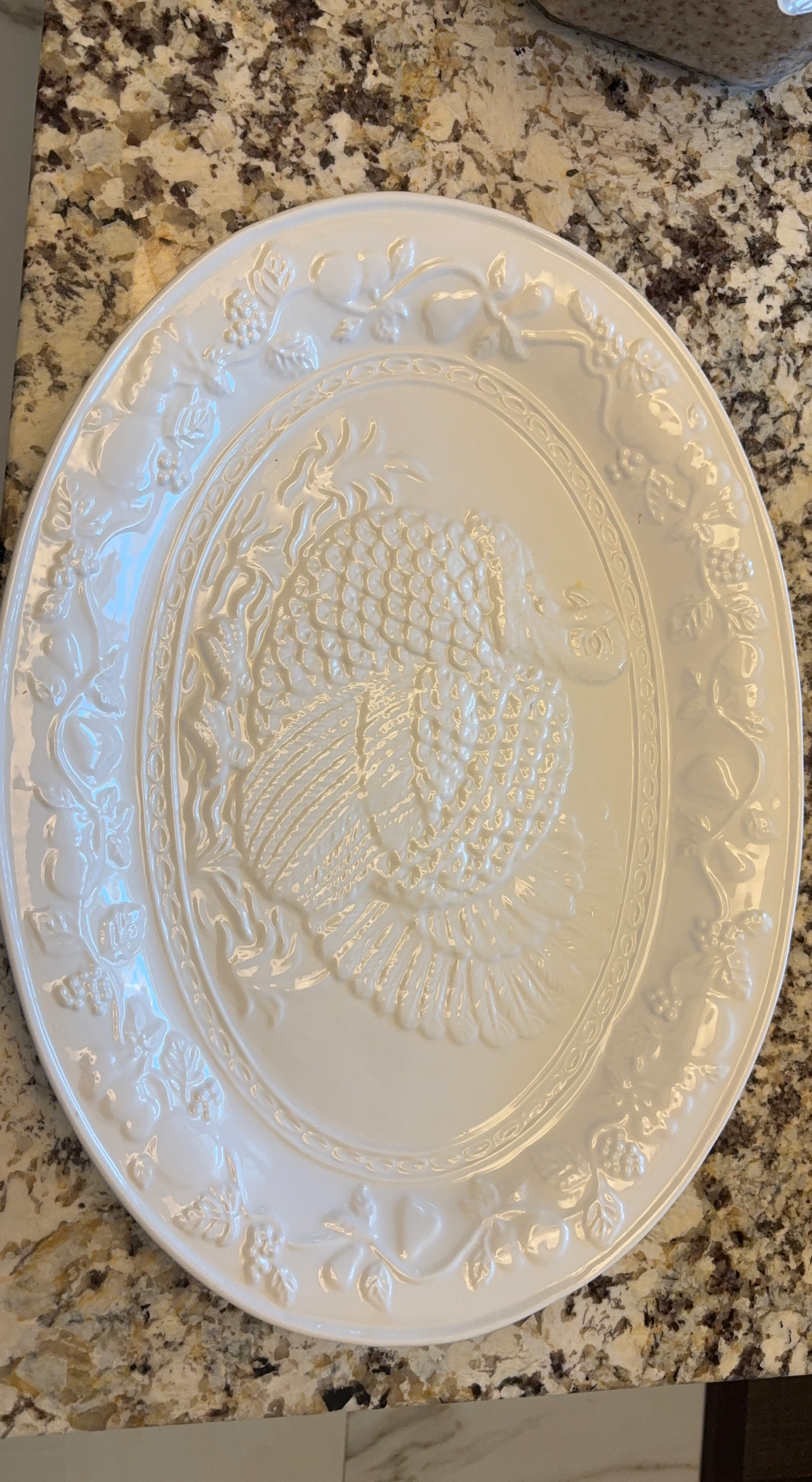 White Ceramic Turkey Serving Platter