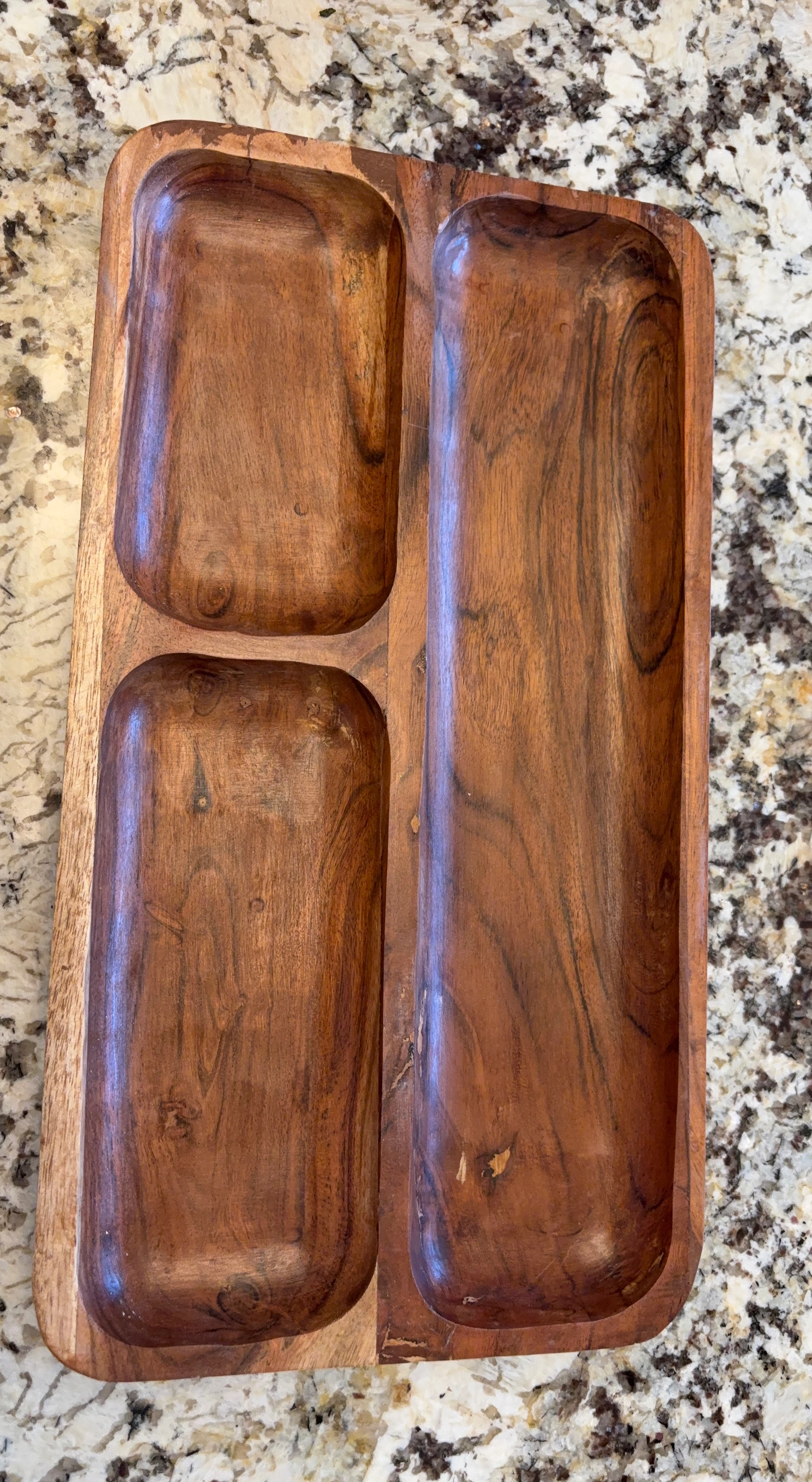 Wooden Divided Serving Tray