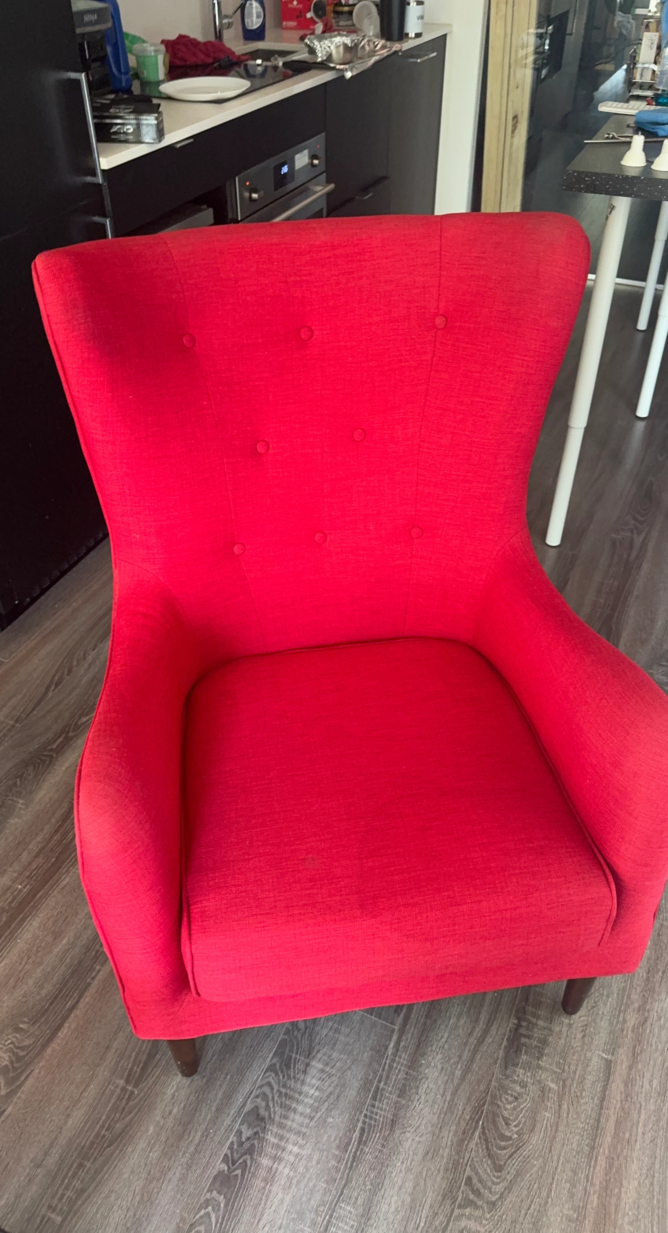 Red fabric armchair