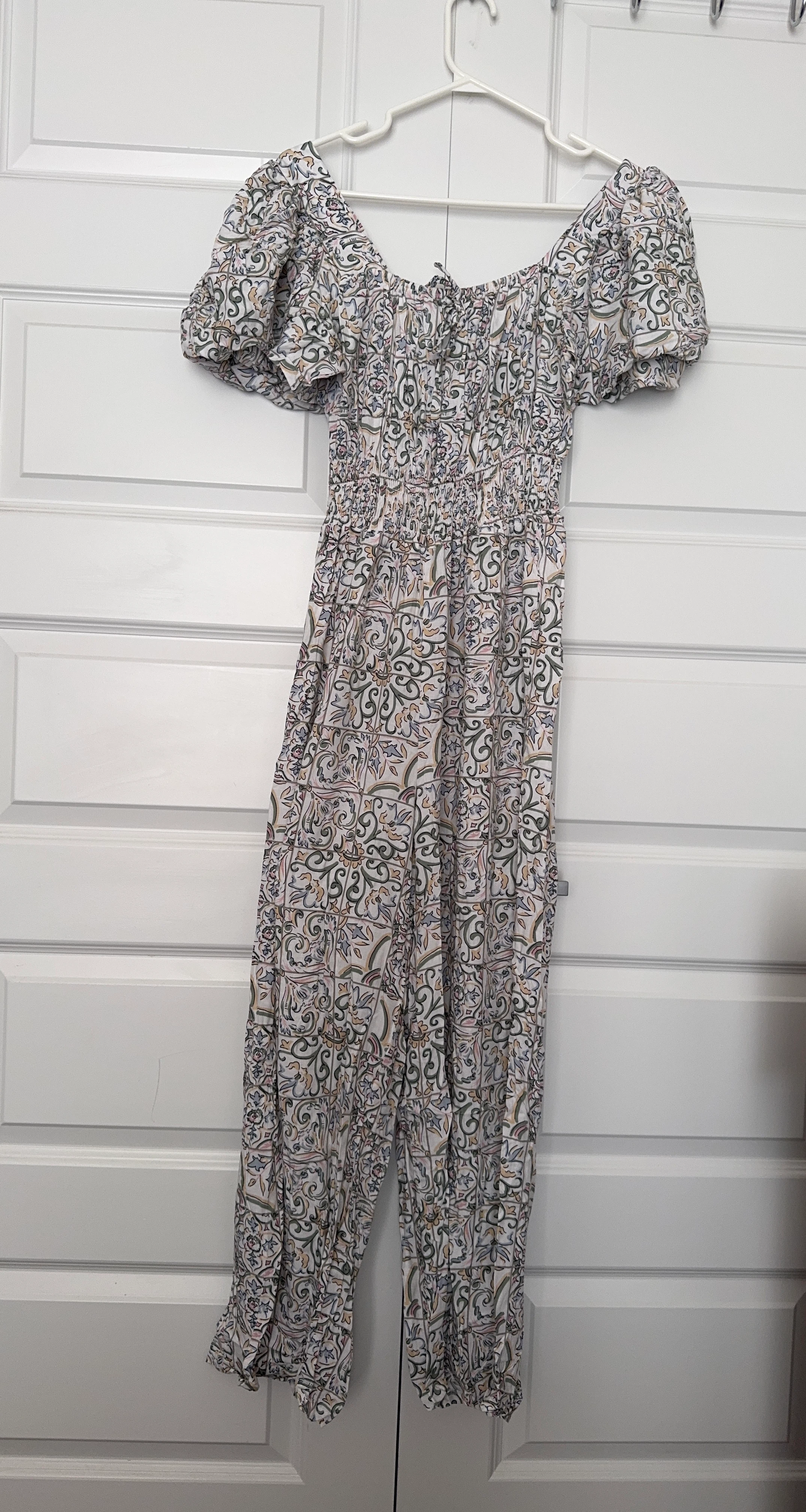 Floral Print Puff Sleeve Jumpsuit