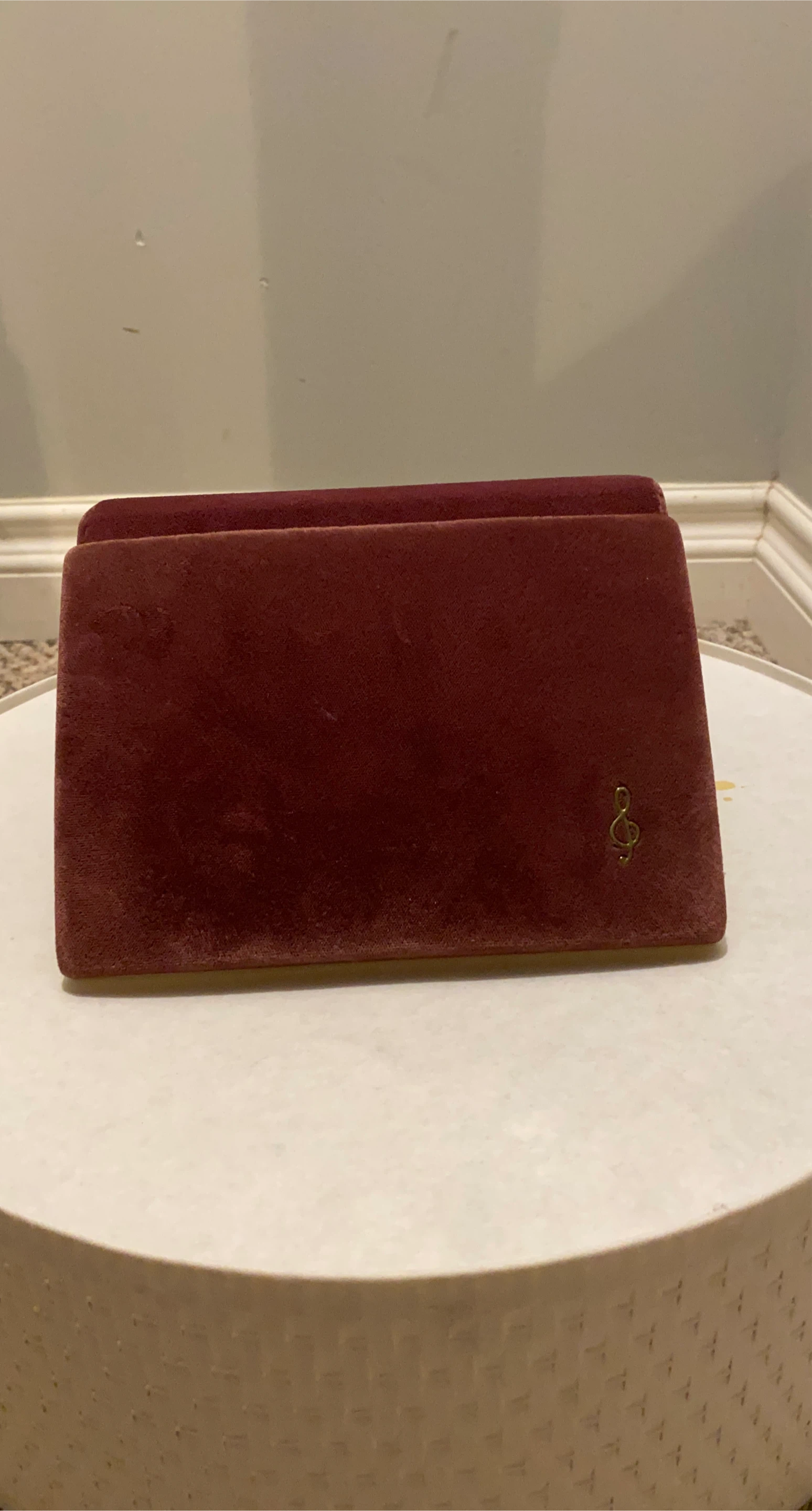 Vintage Burgundy Velvet Jewellery Box