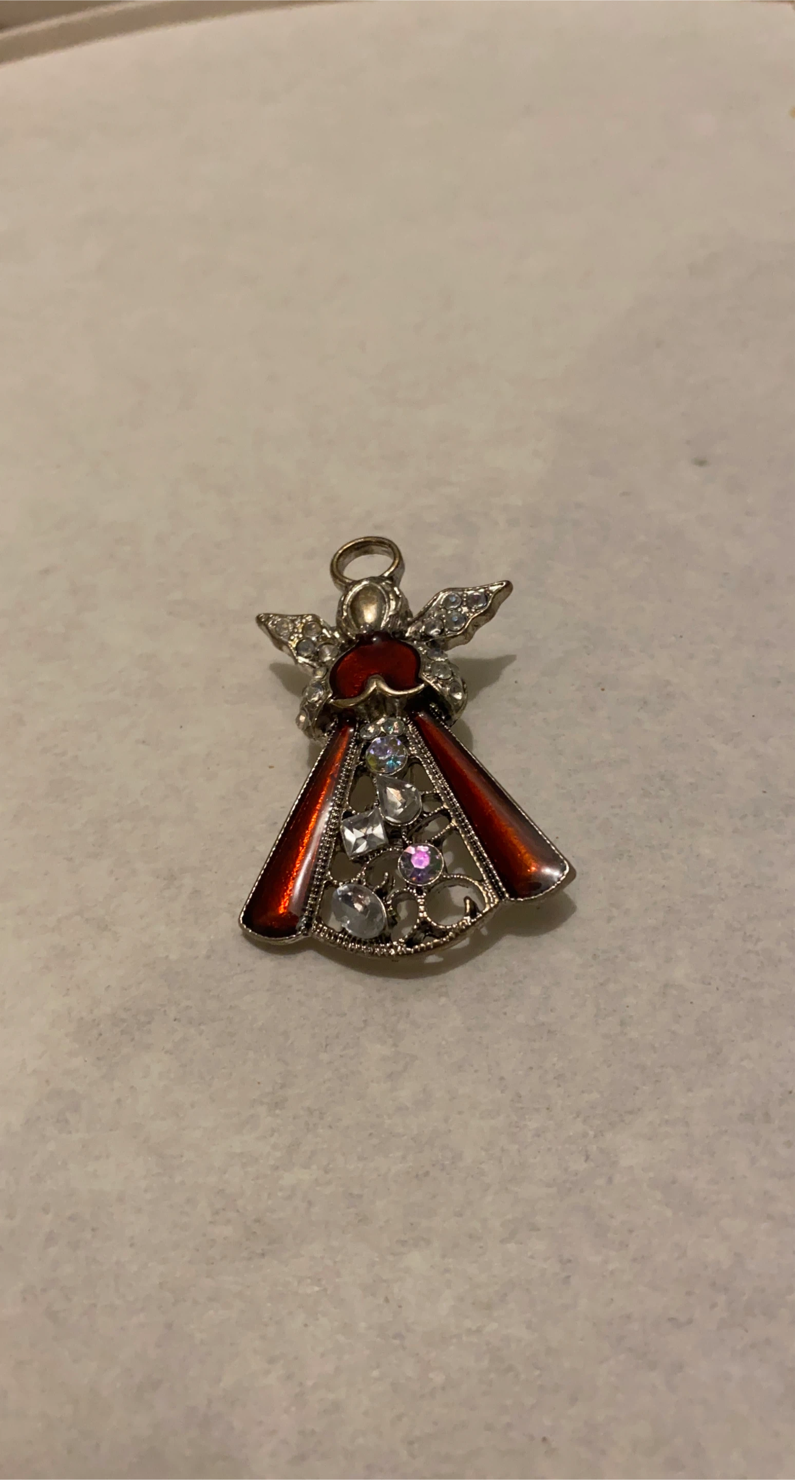 Enamel and Rhinestone Angel Brooch