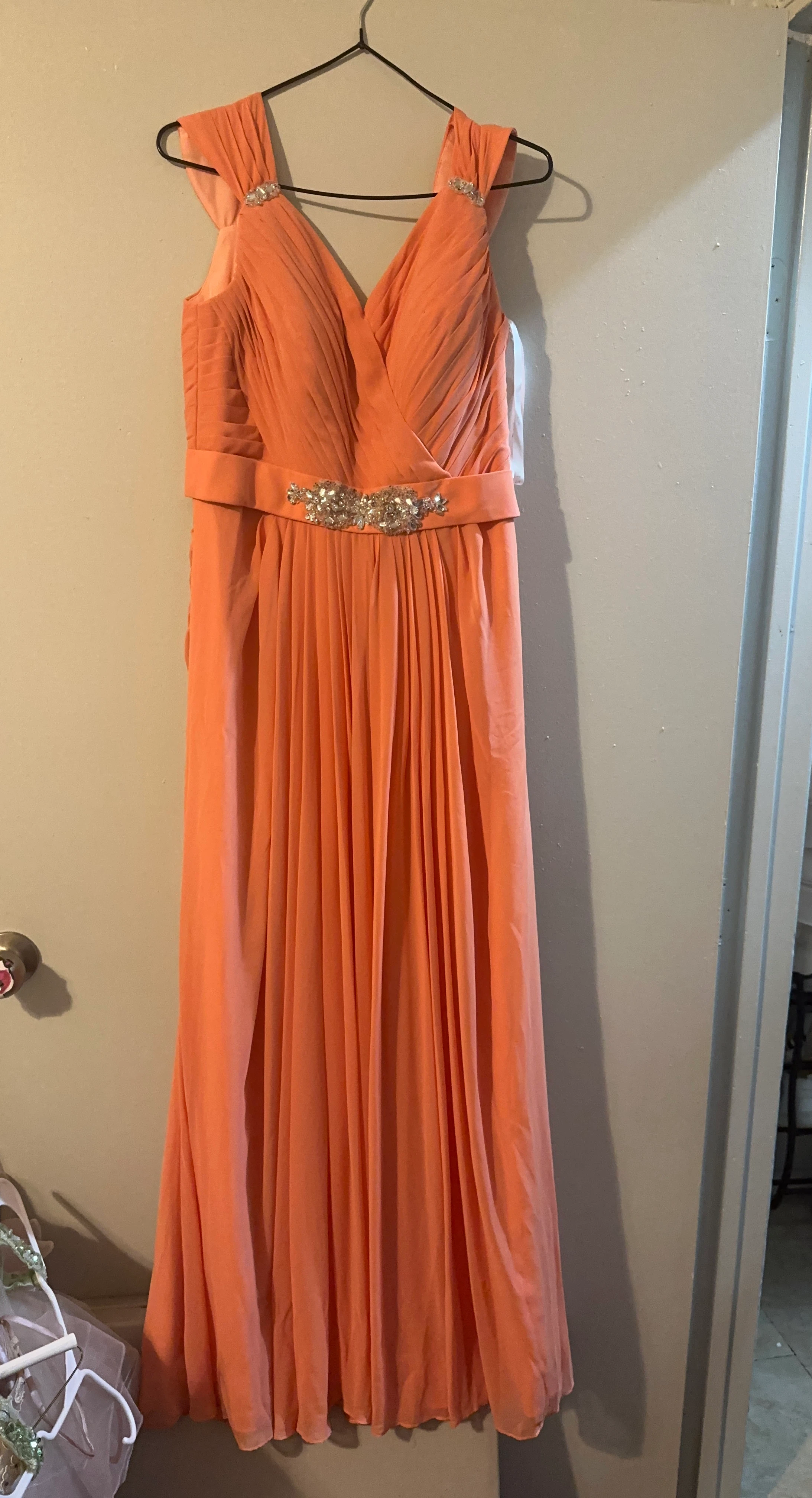 Azazie Coral Chiffon Evening Dress Size A10