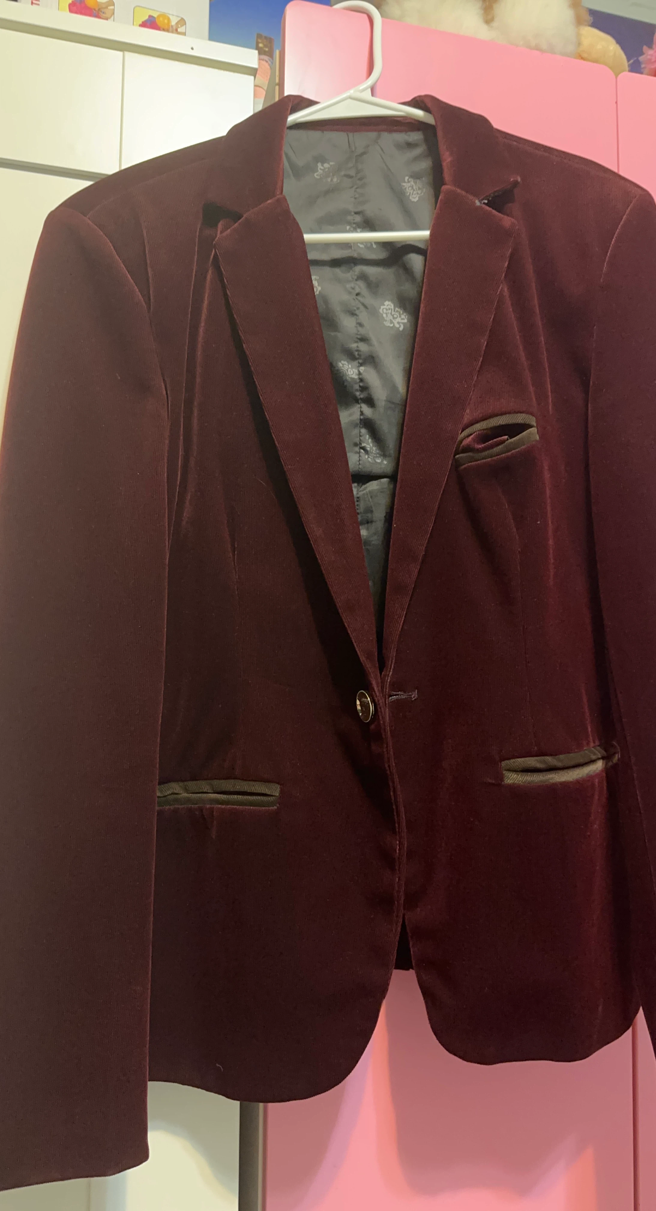 Burgundy Velvet Blazer