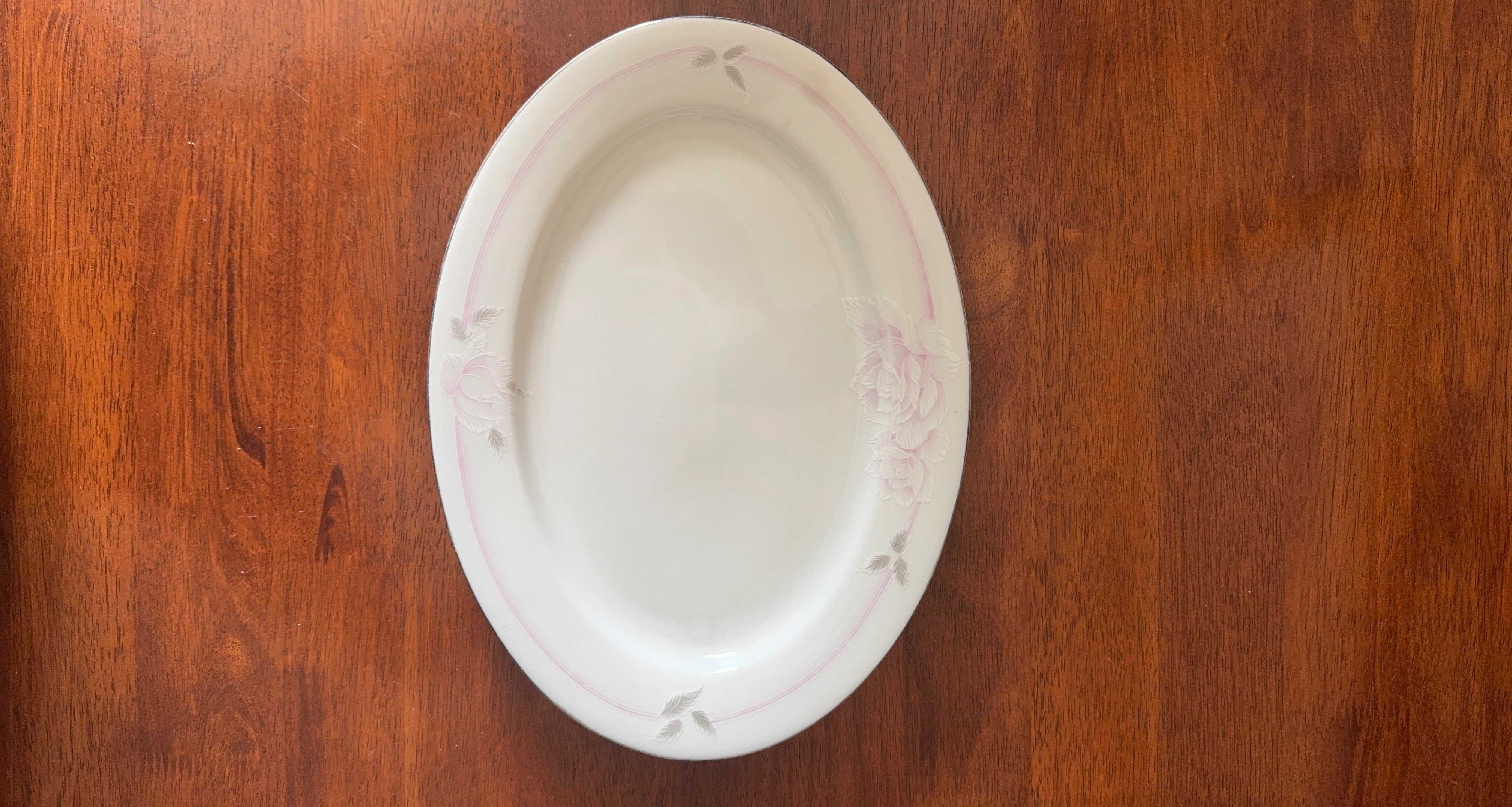 Vintage Floral Porcelain Oval Serving Platter - photo 2