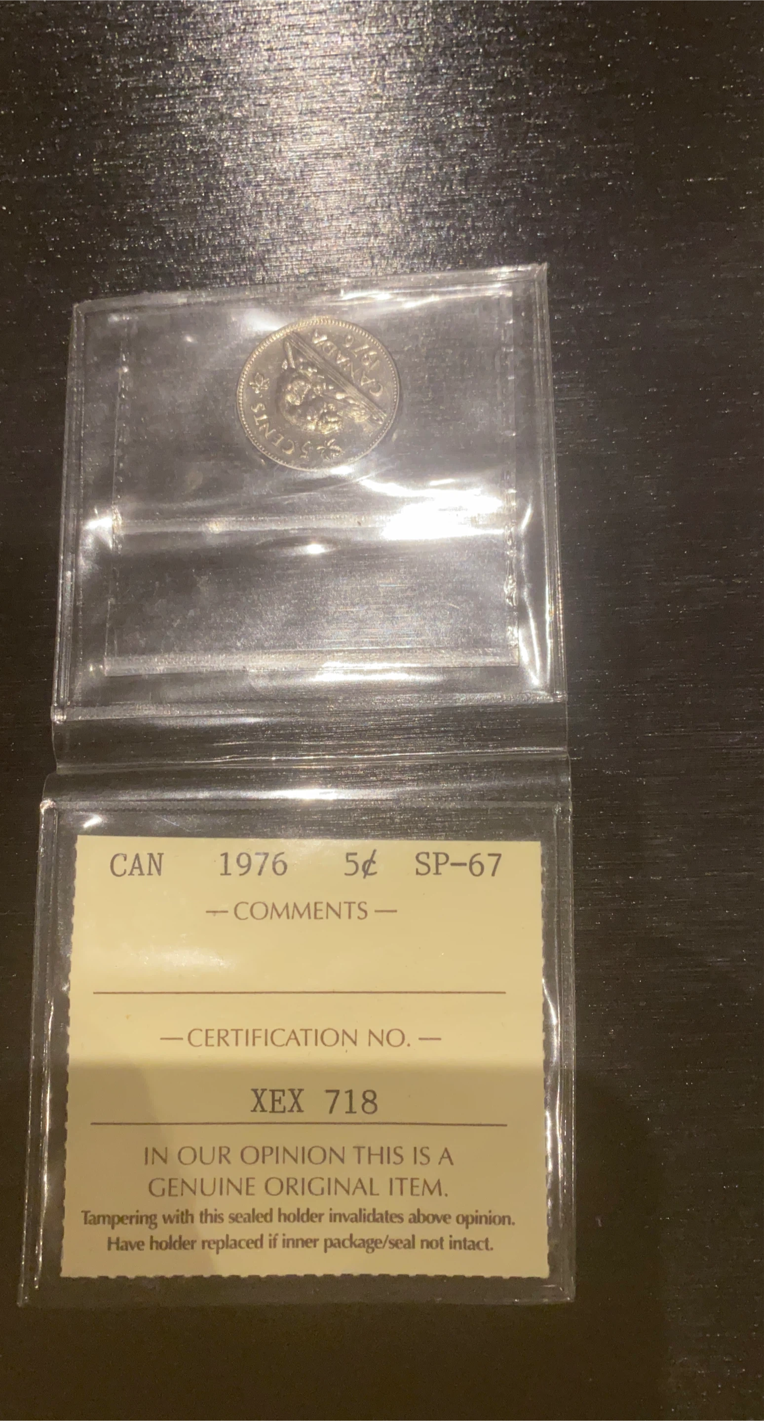 1976 Canadian 5 Cent Coin ICCS SP-67