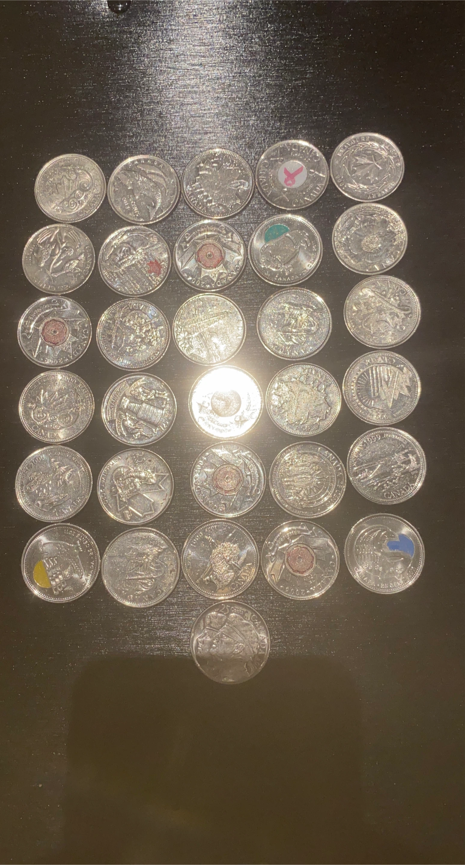 Collection of 31 Canadian Commemorative 25 Cent Coins