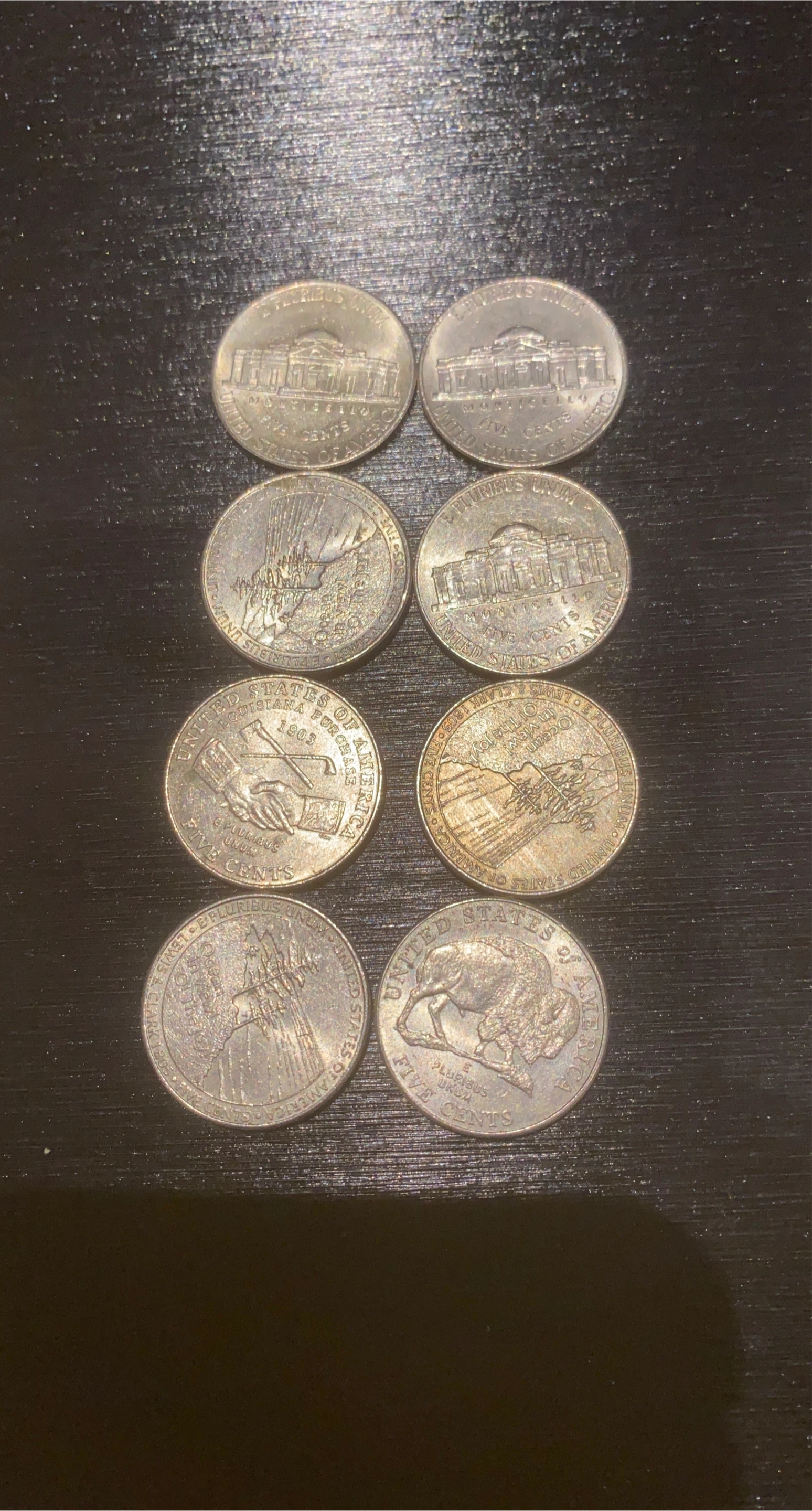 Collection of 8 Assorted US Five Cent Nickels