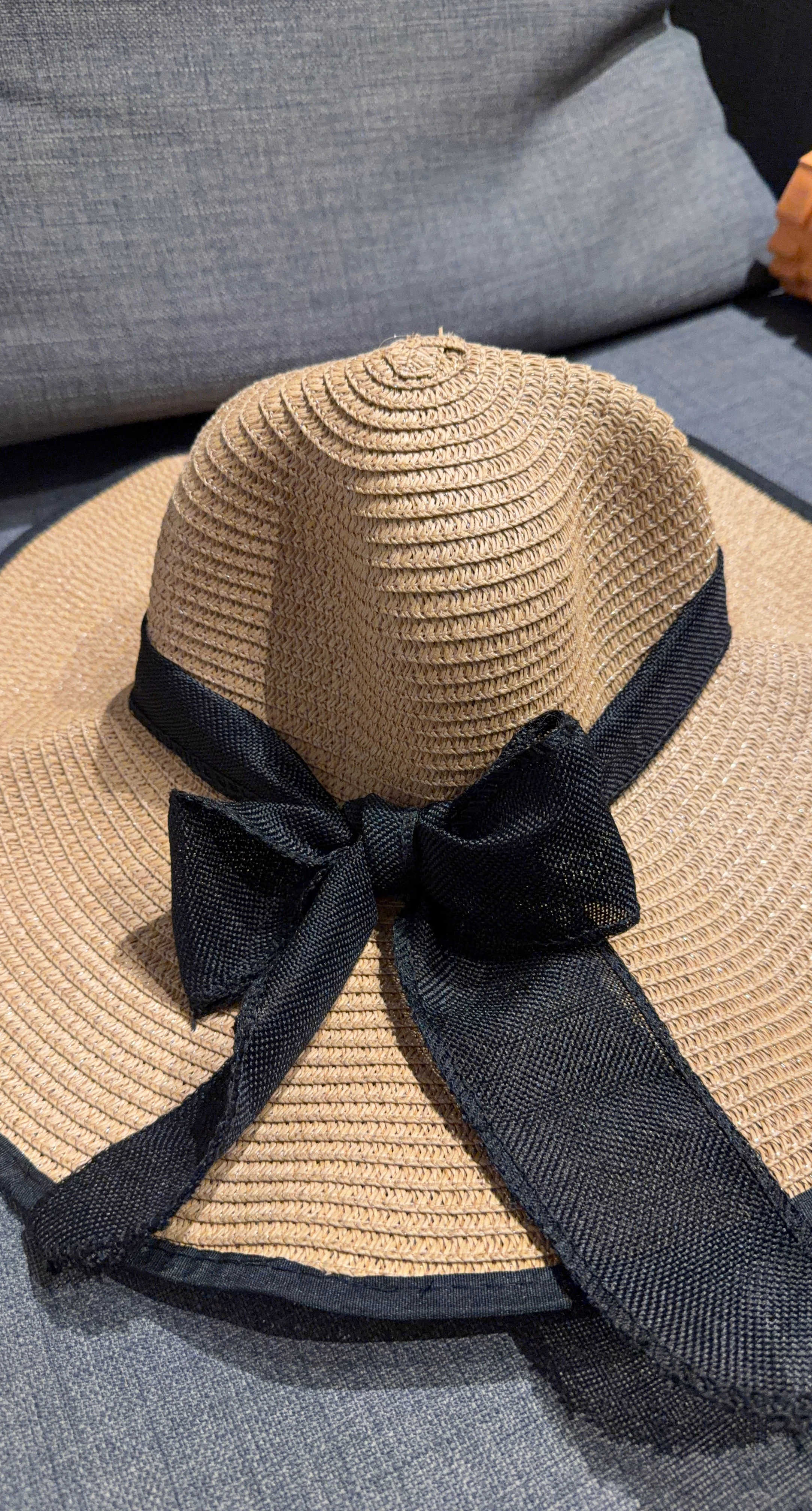 Straw Sun Hat with Black Bow