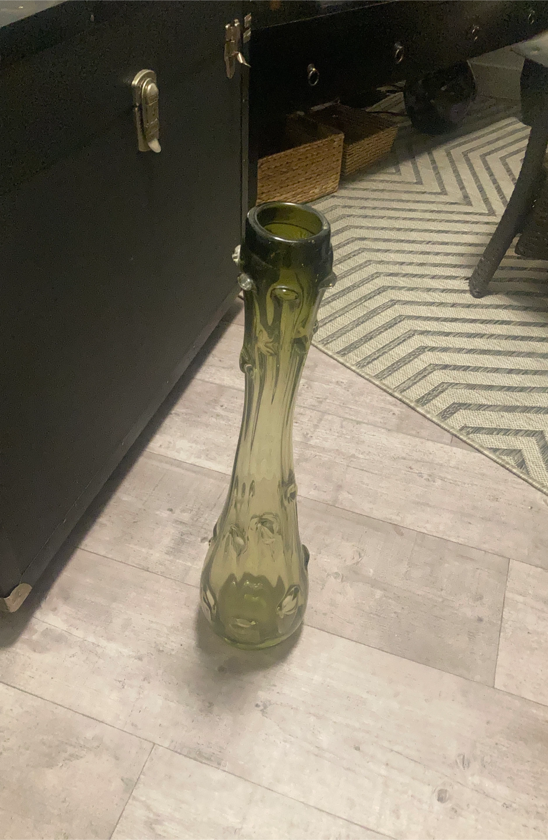 Vintage Green Glass Bud Vase