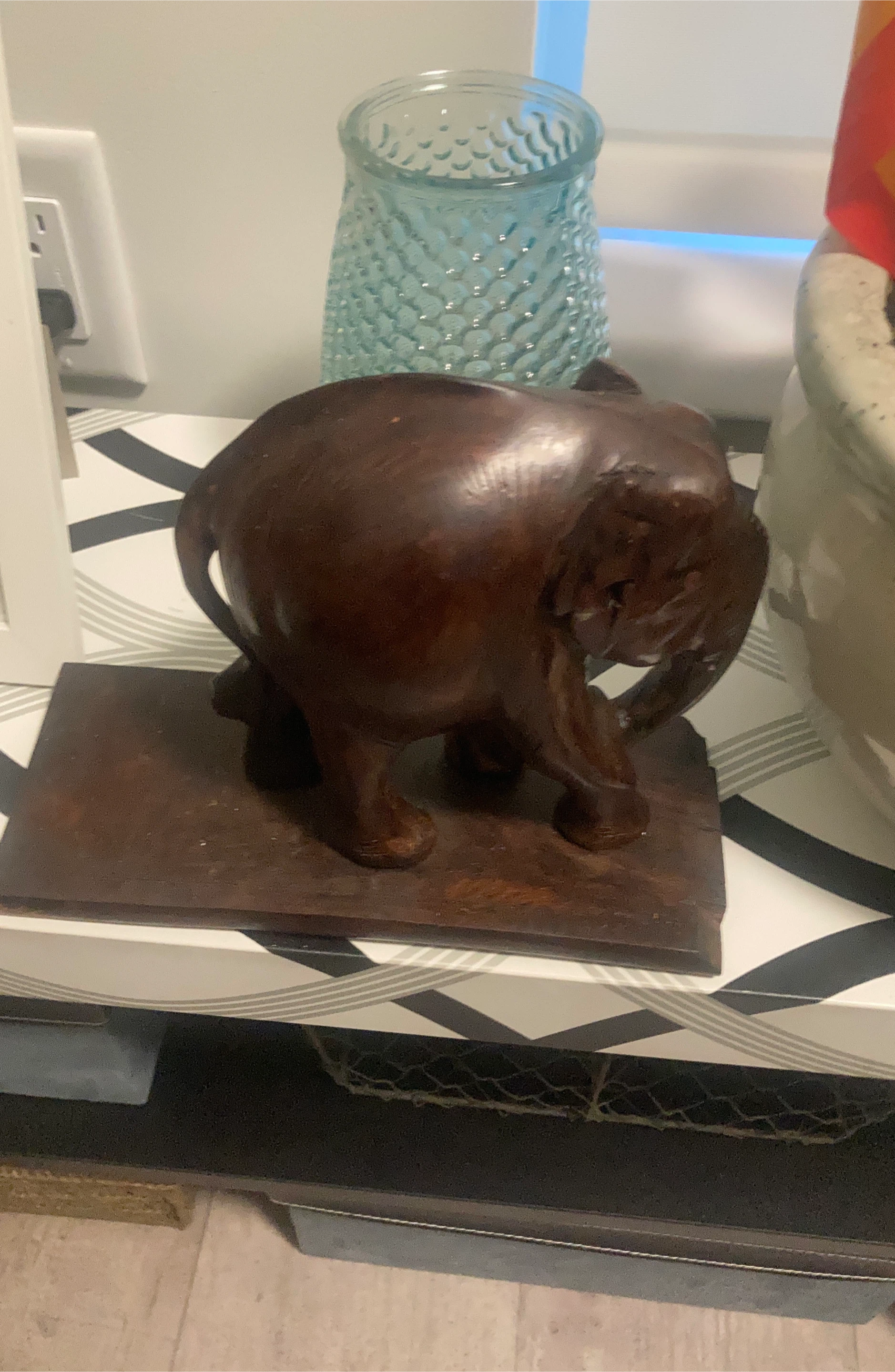Hand-Carved Wooden Elephant Ornament