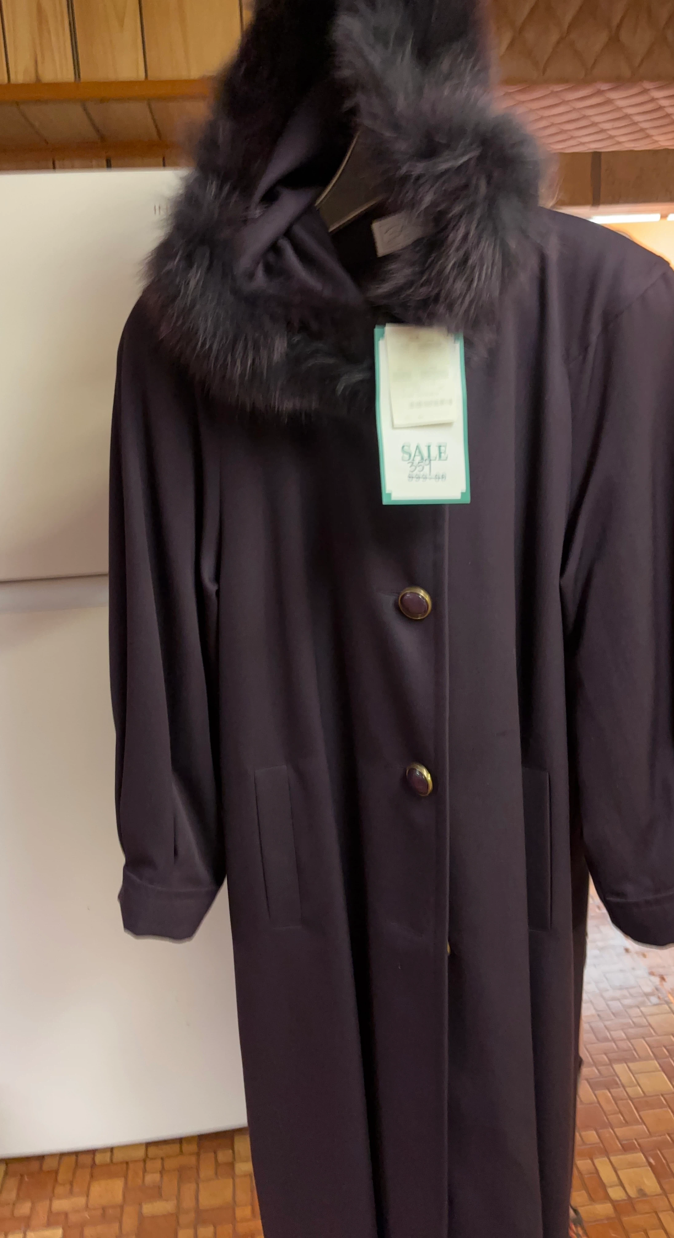 Black Winter Coat with Faux Fur Hood
