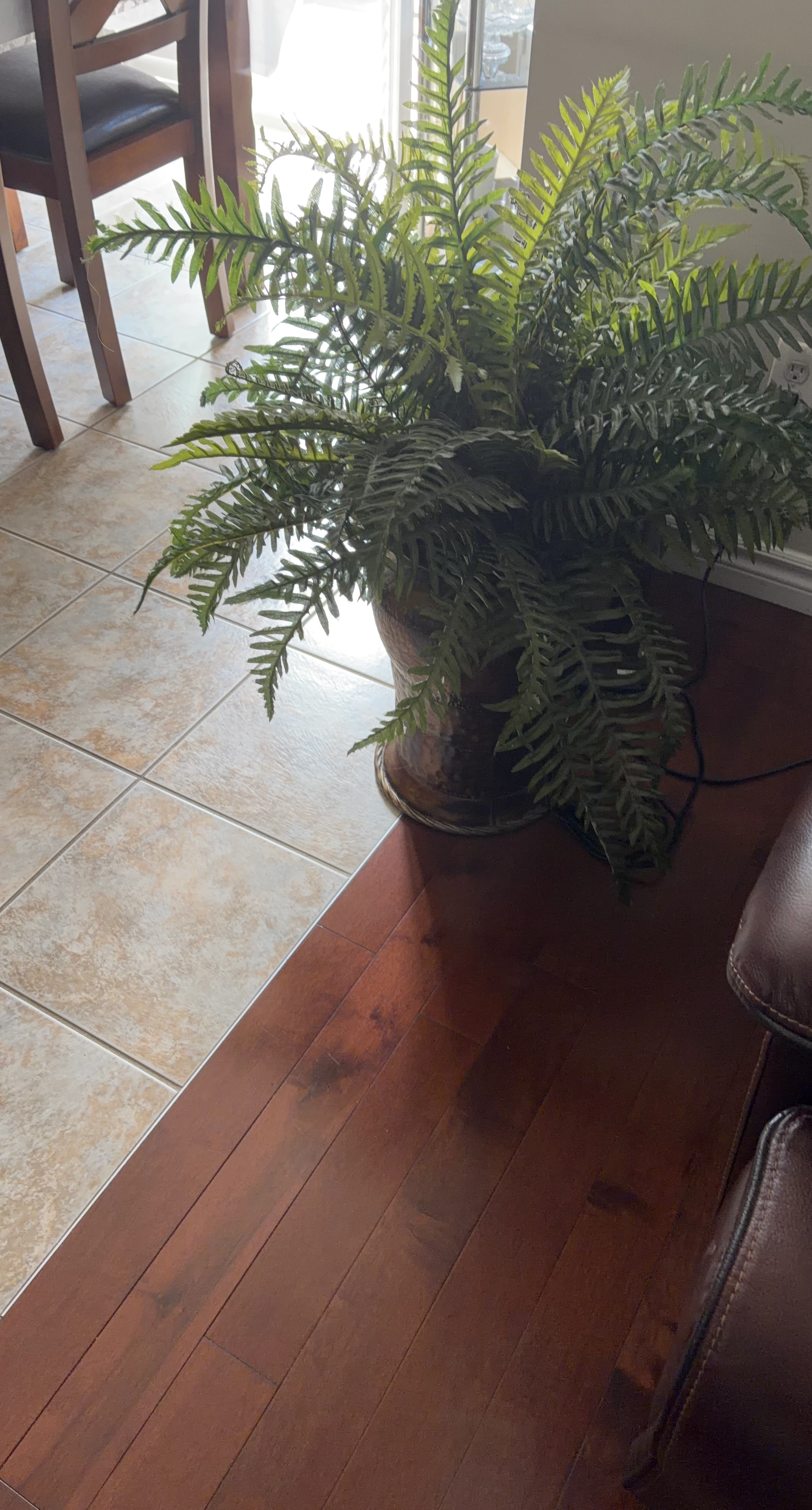 Artificial Fern with Metallic Planter