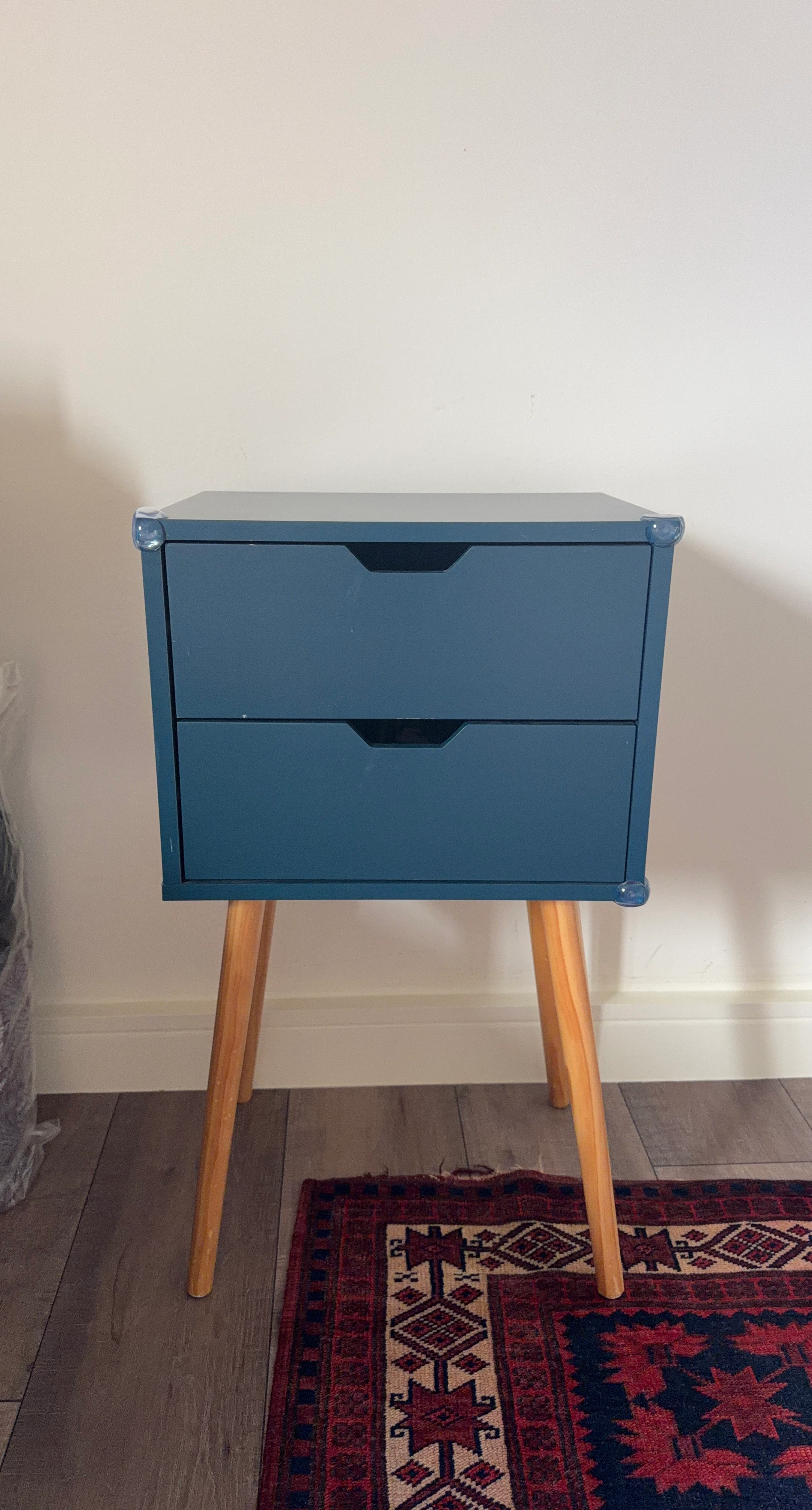 Set of 2 Dark Blue Nightstands with drawers