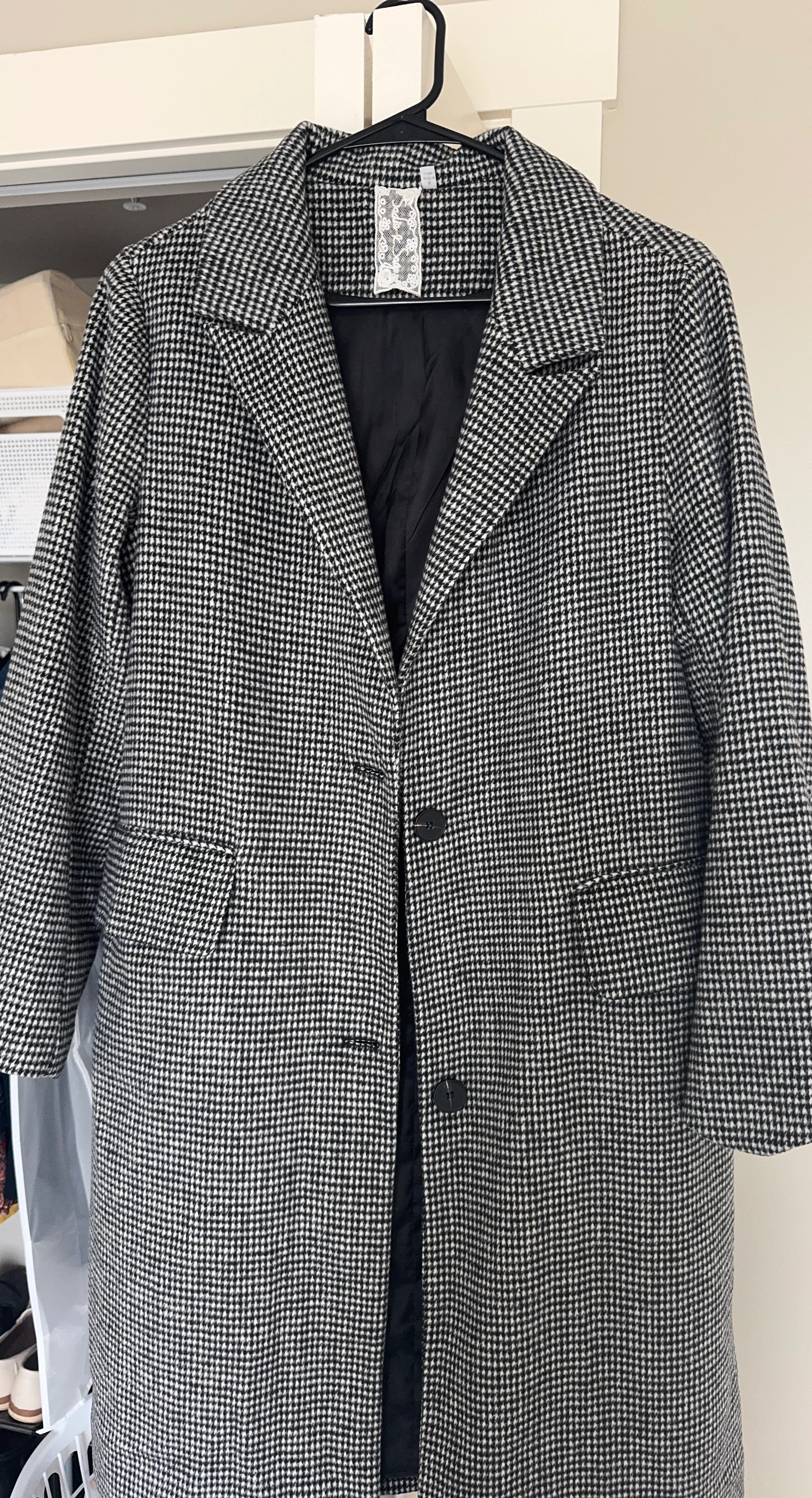 H&M Houndstooth Wool-Blend Coat