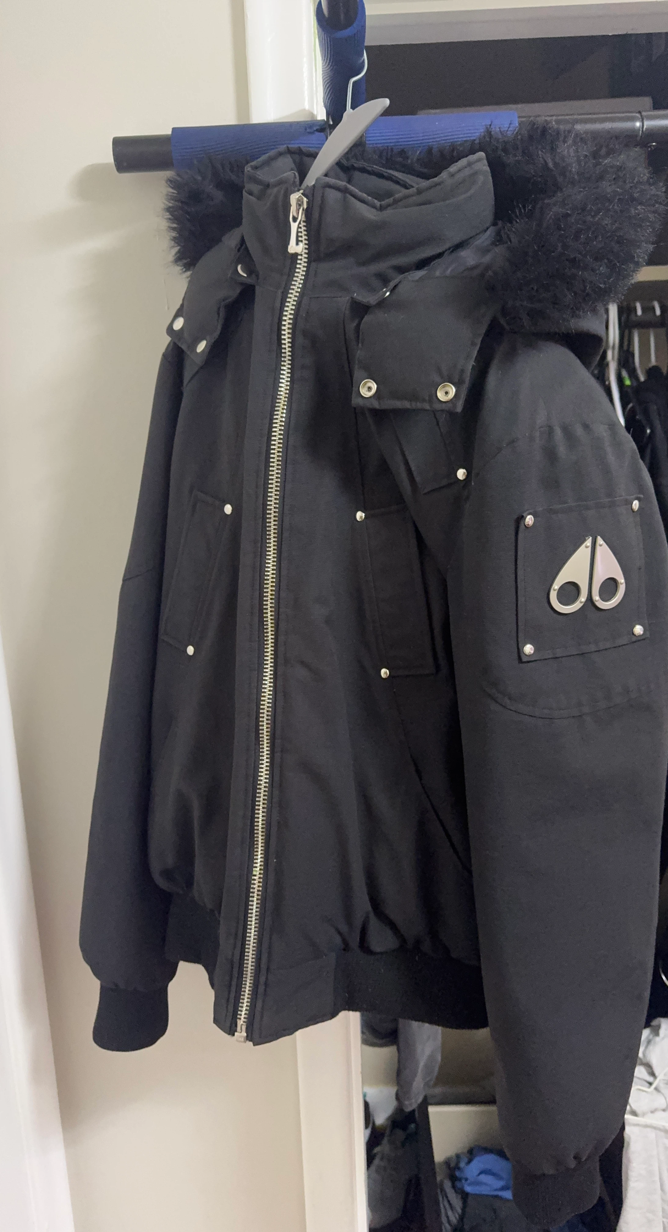 Moose Knuckles Black Bomber Jacket