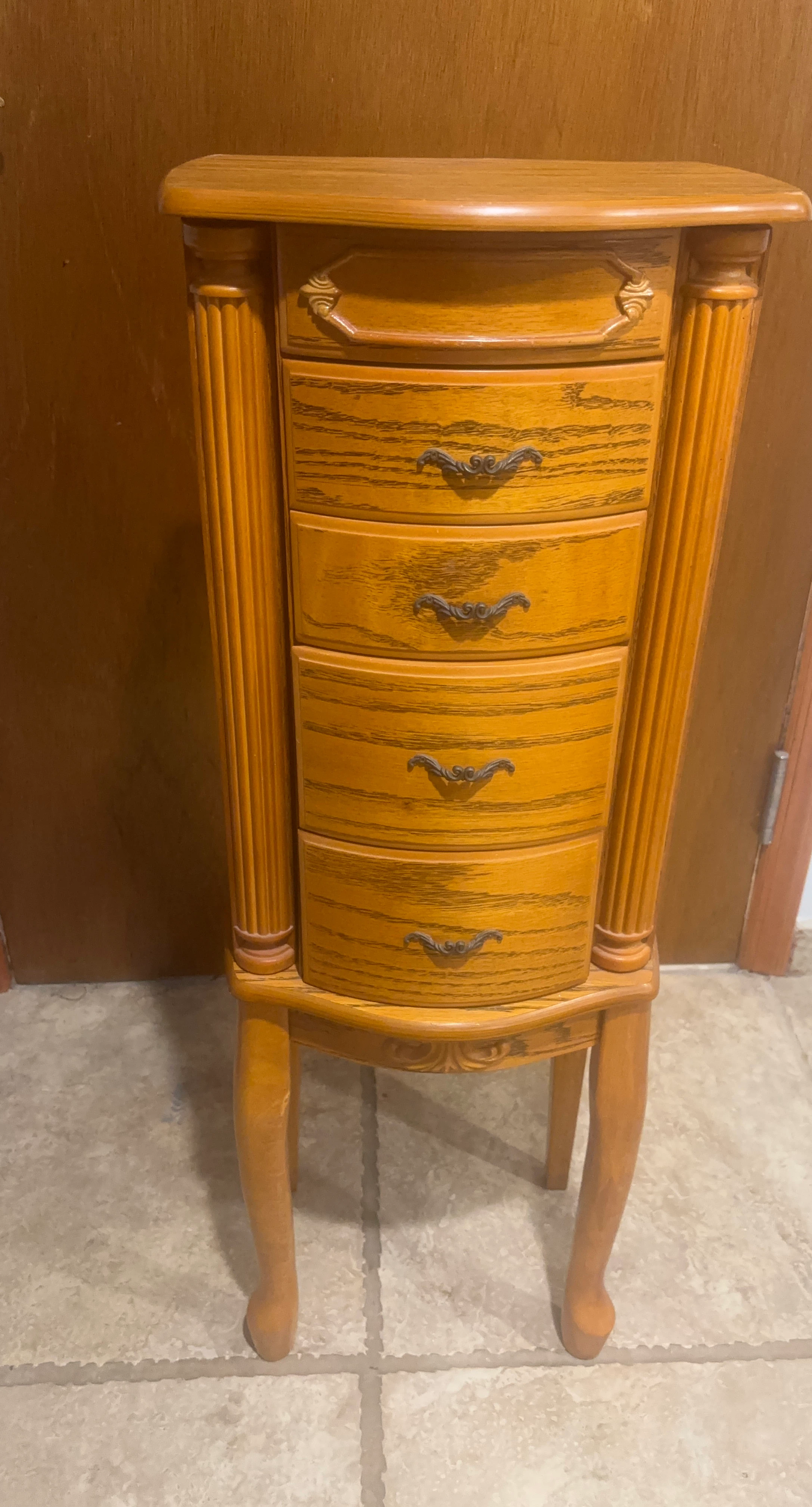 Wooden Jewelry Armoire with Mirror