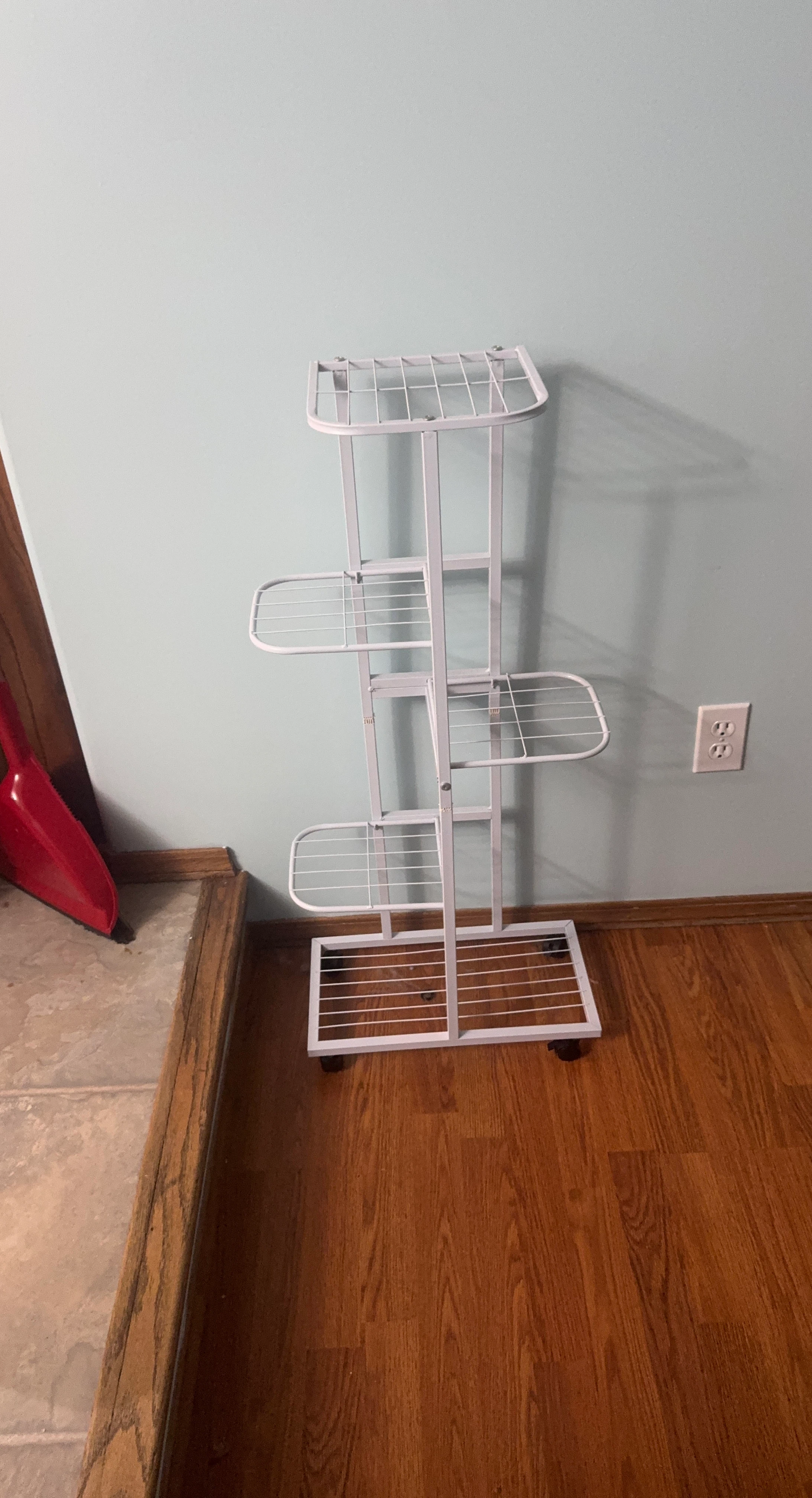 White Metal Tiered Plant Stand