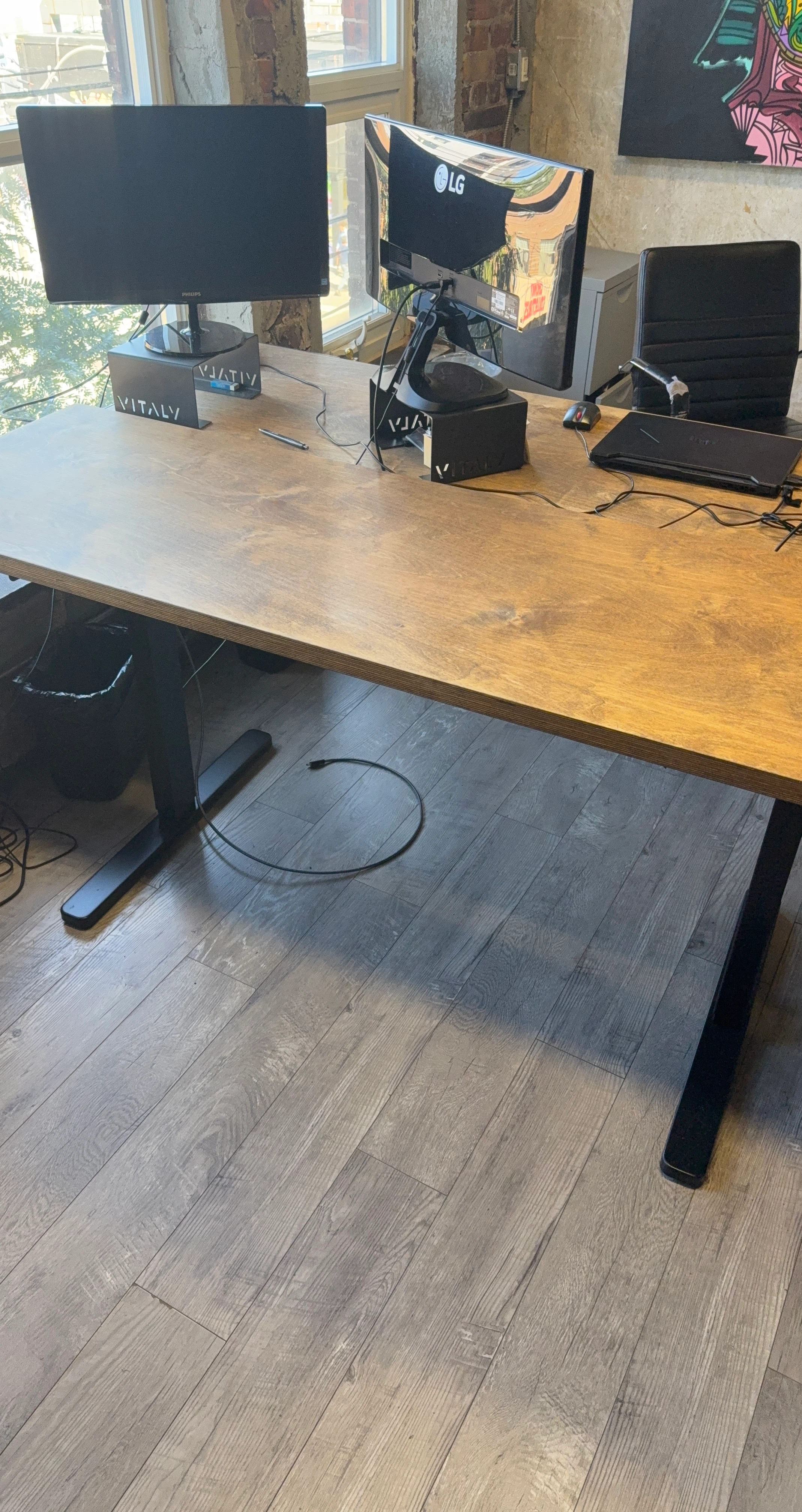 Standing Desk with Wood Grain Top