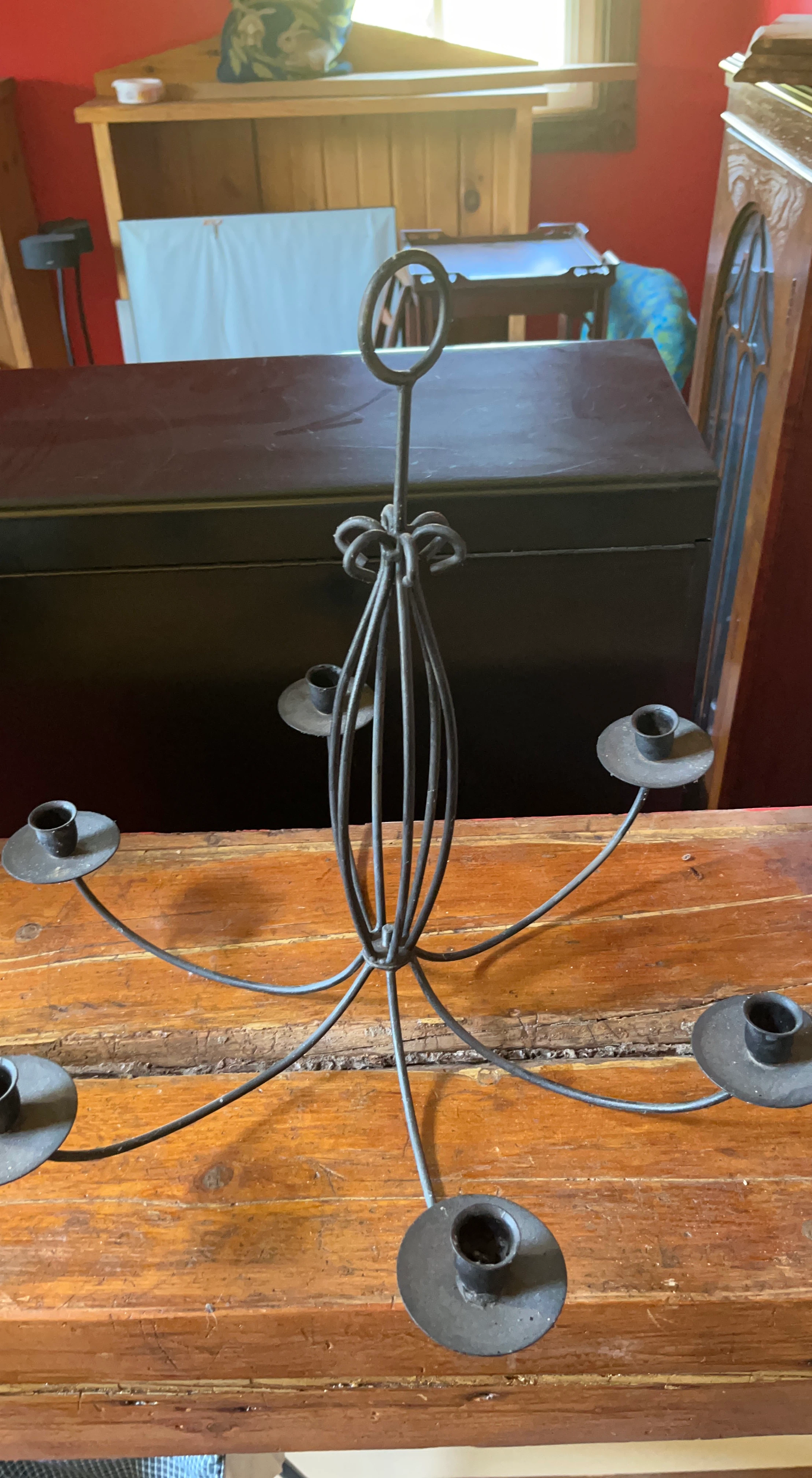 Wrought iron five-arm candelabra