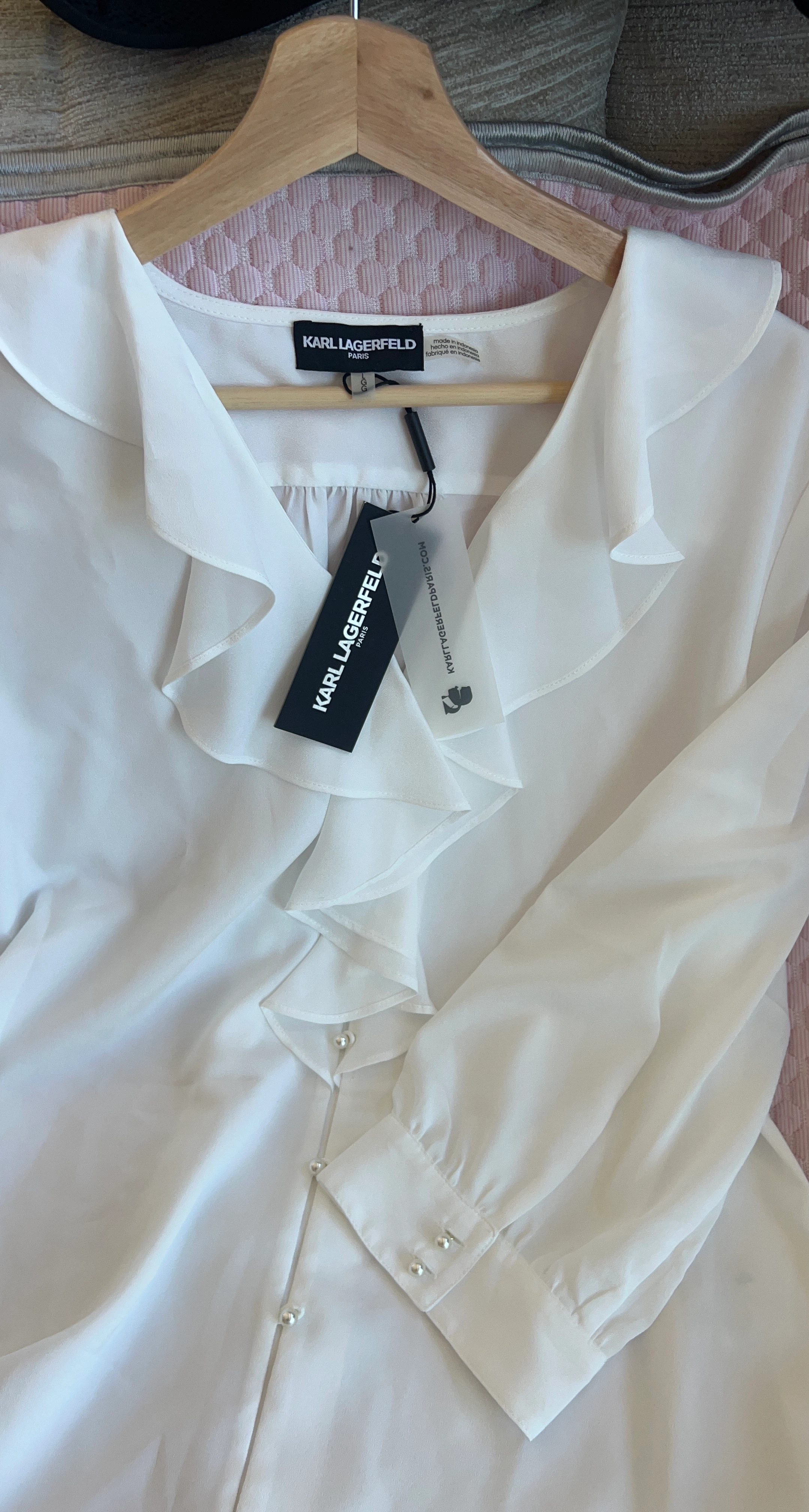 Karl Lagerfeld White Ruffled Blouse