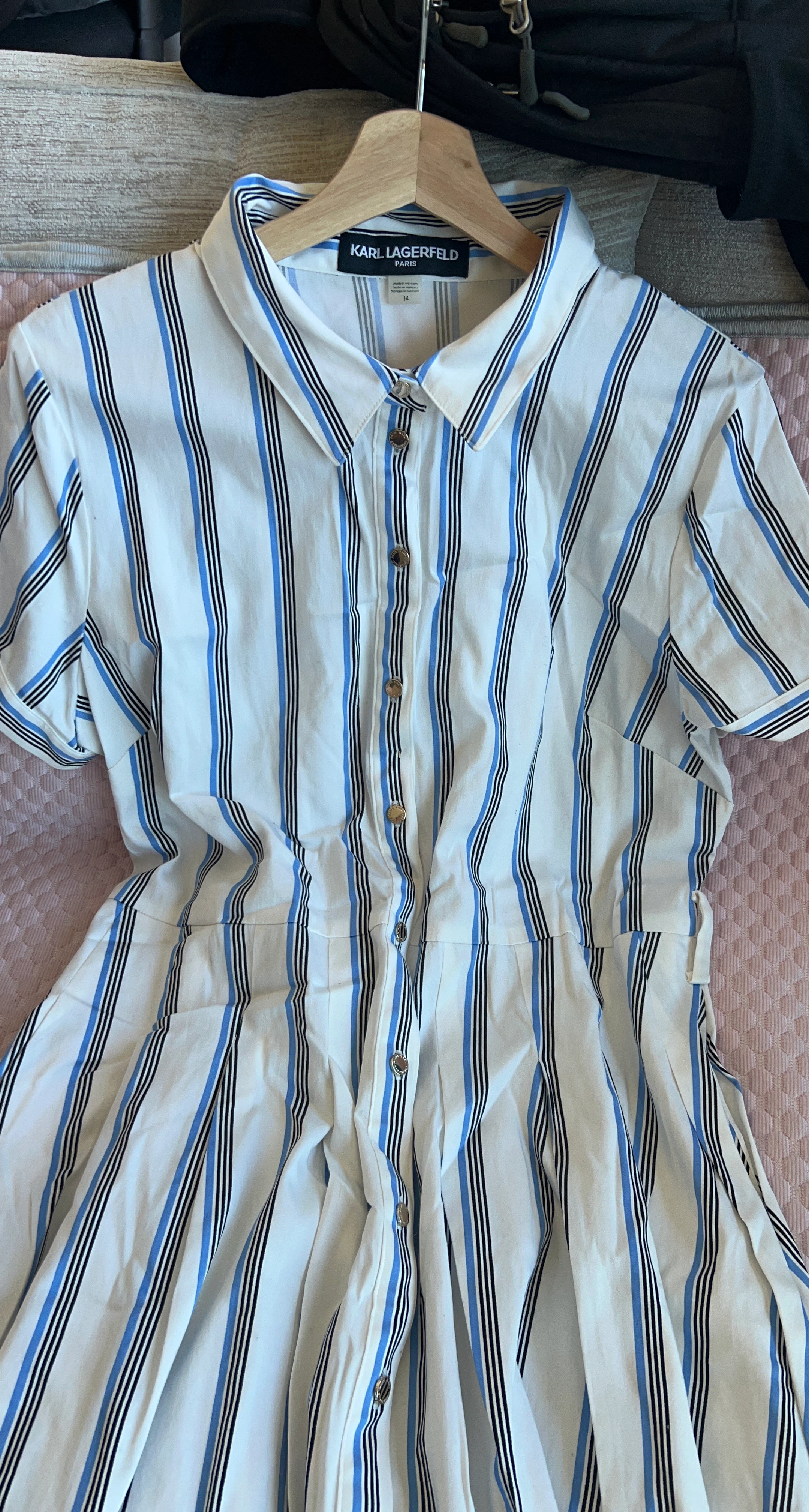 Karl Lagerfeld Paris Striped Shirt Dress