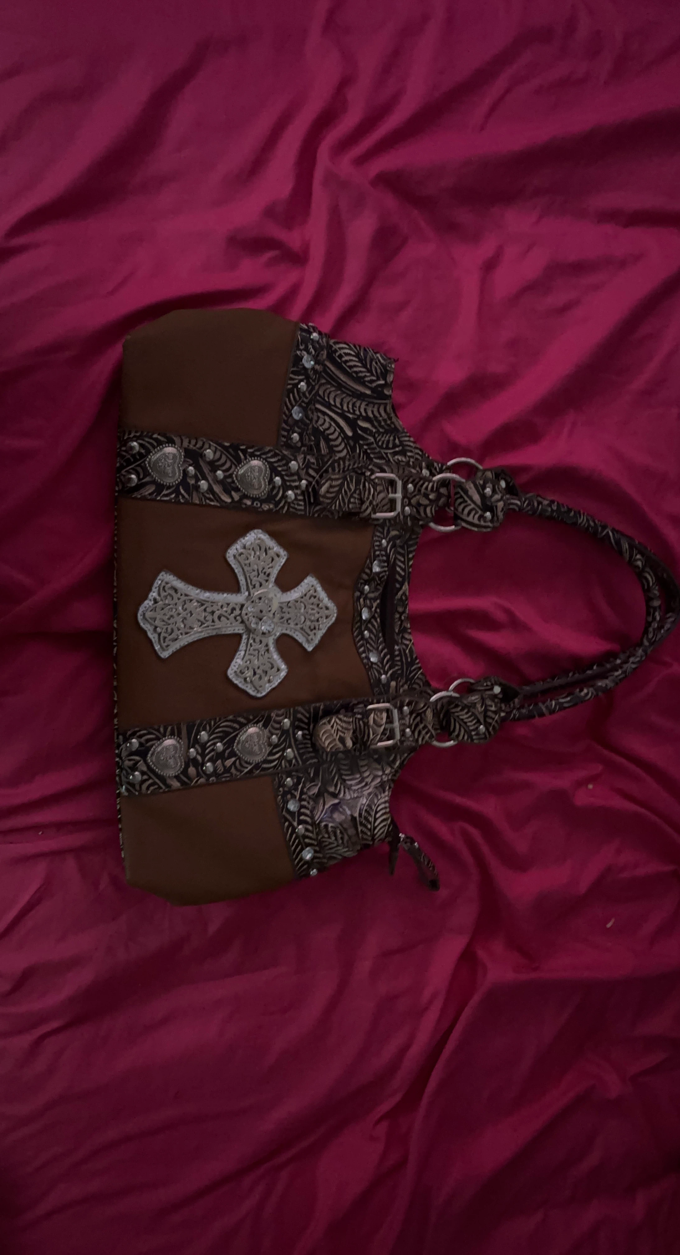 Brown Western-Style Cross Handbag