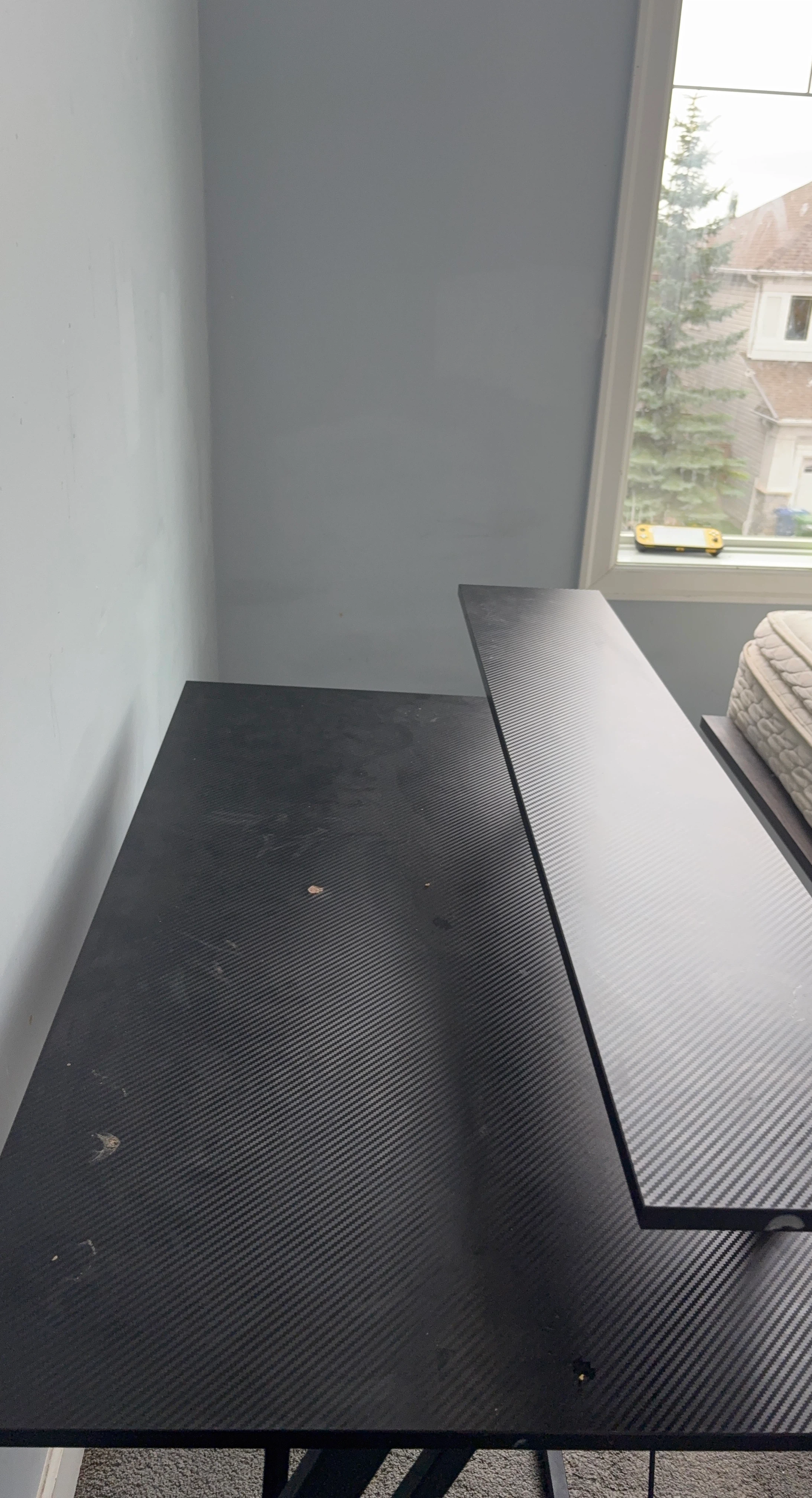 Black Gaming Desk with Raised Monitor Stand