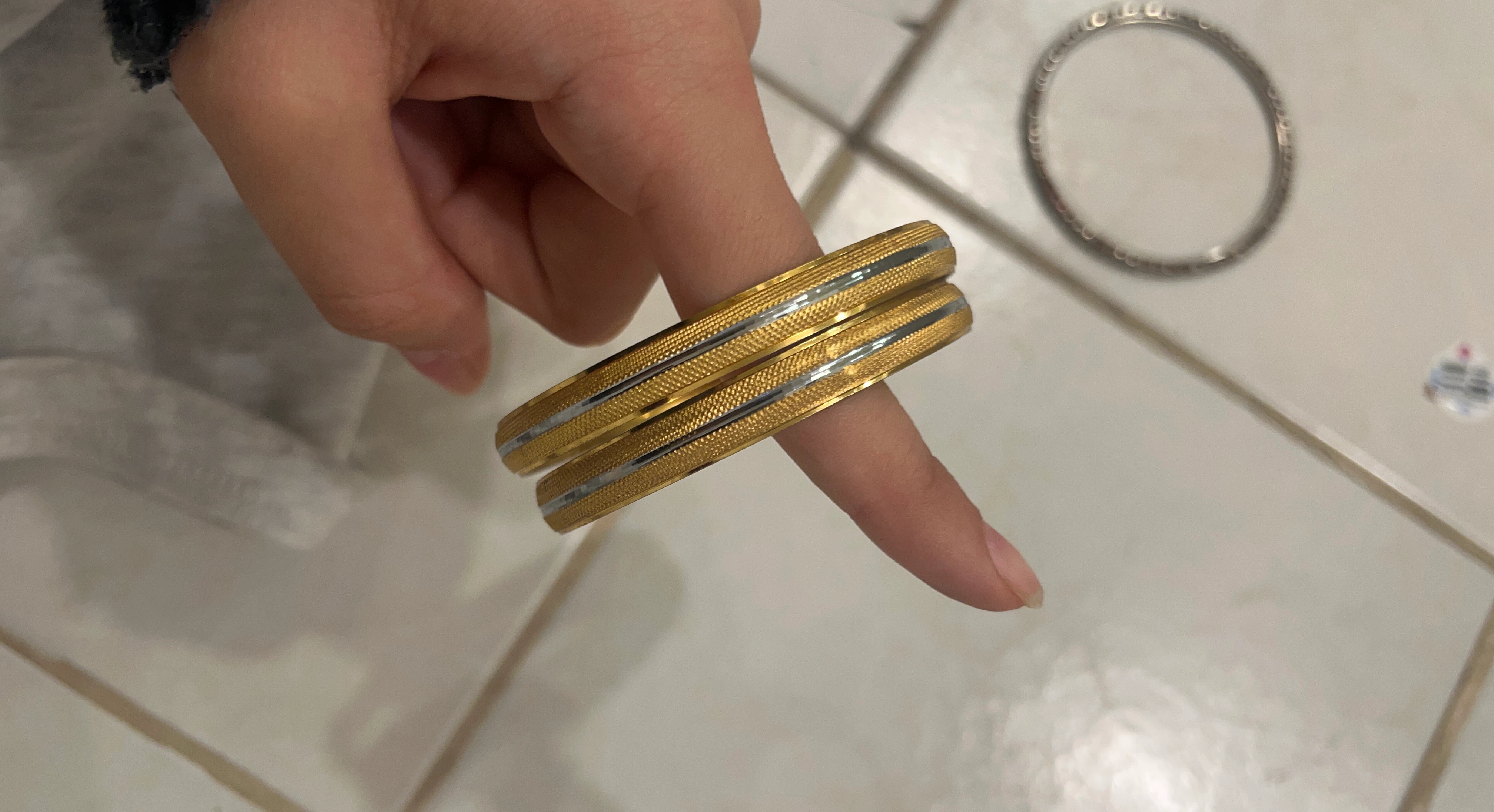 Two-Tone Gold and Silver Bangles
