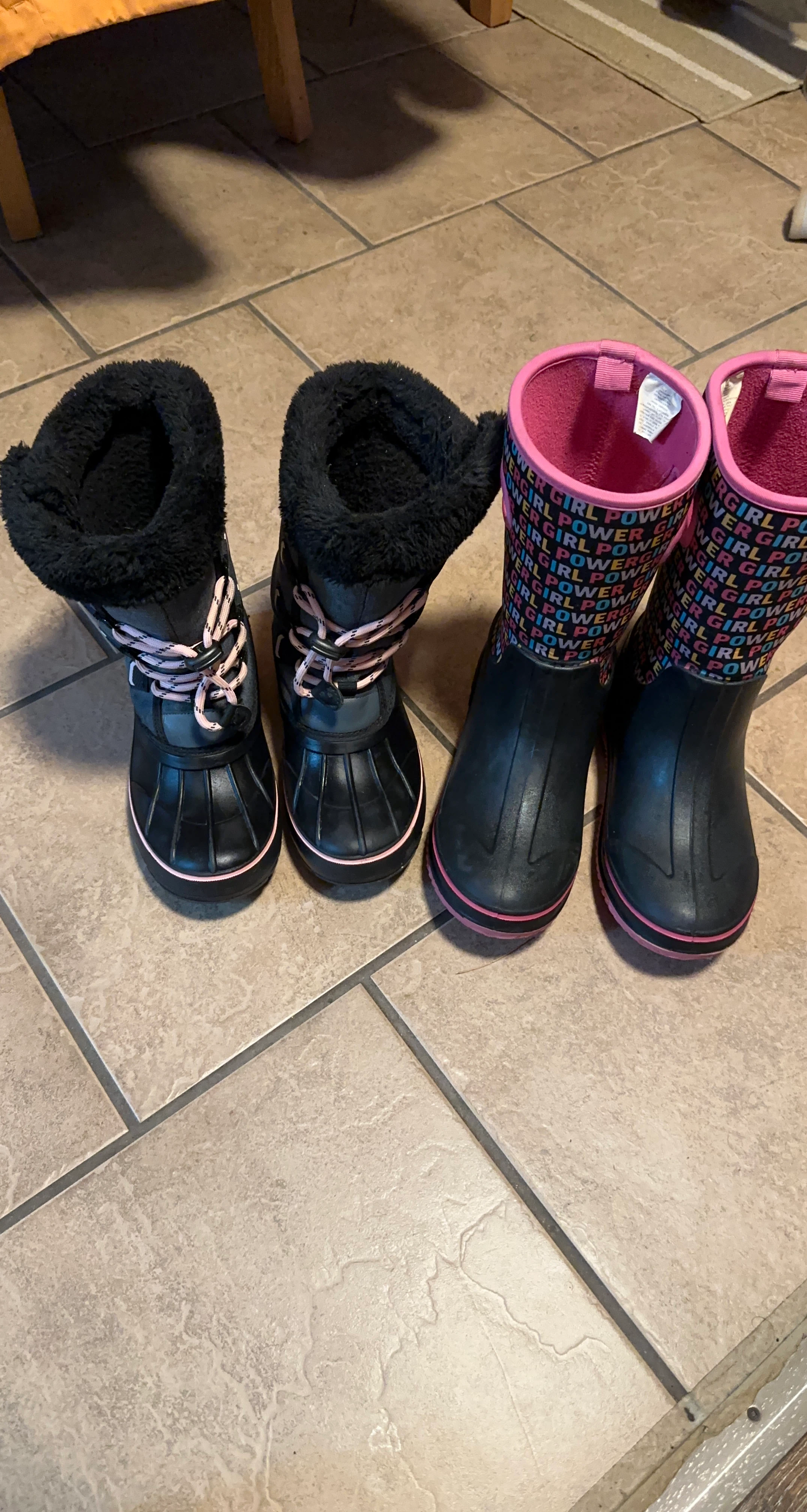 Two pairs of girls boots