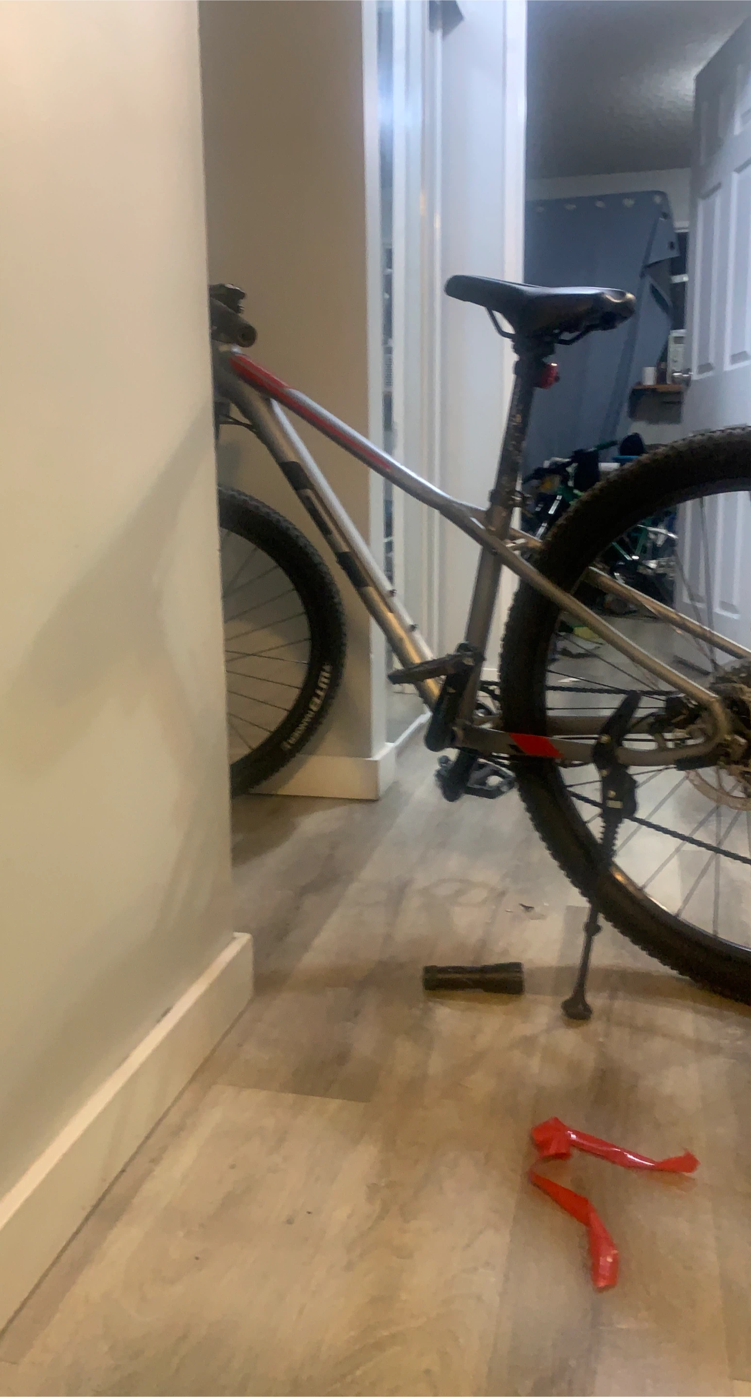 GT Mountain Bike Silver and Red
