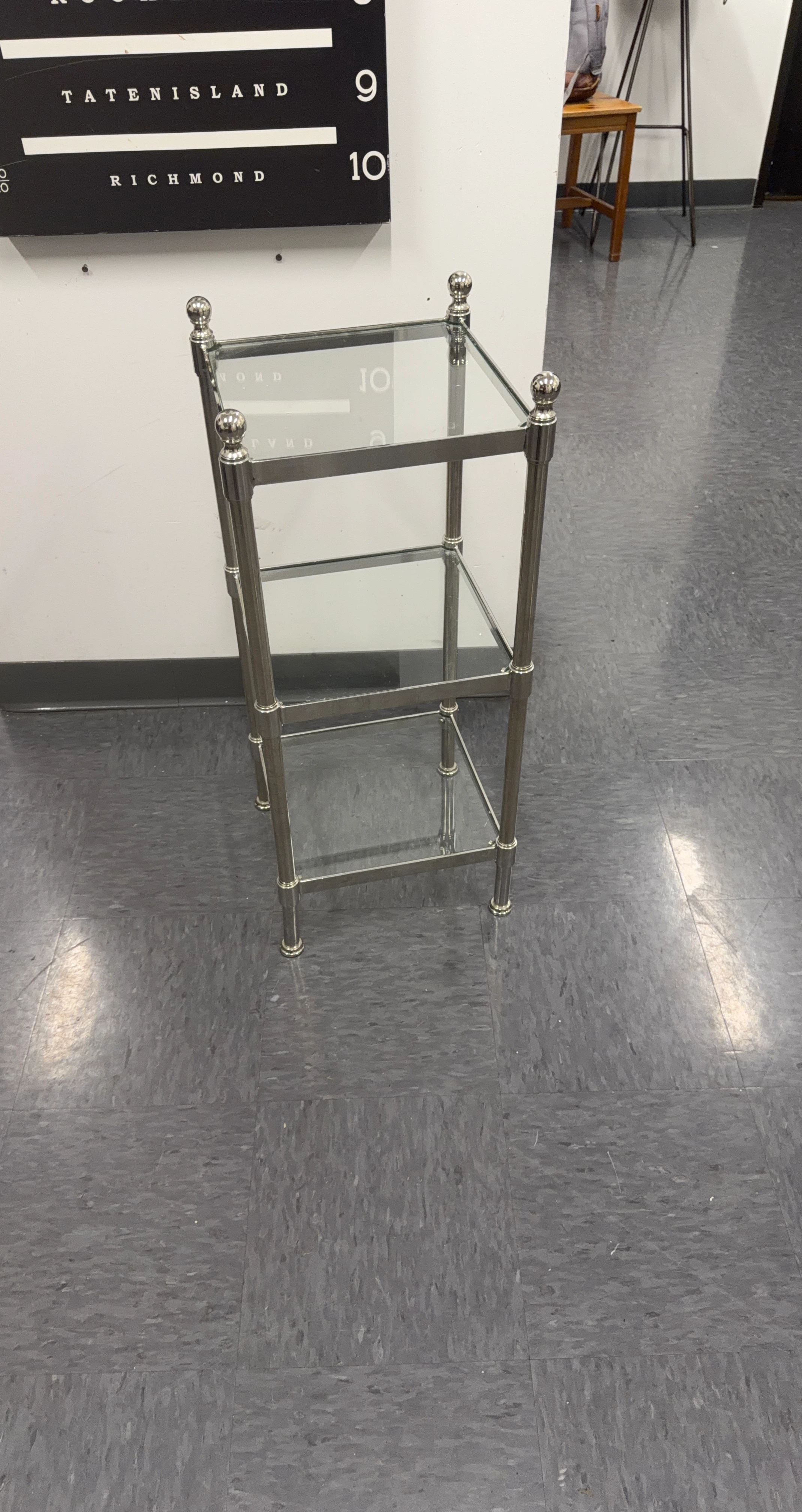 Three-Tier Metal and Glass Etagere Shelf