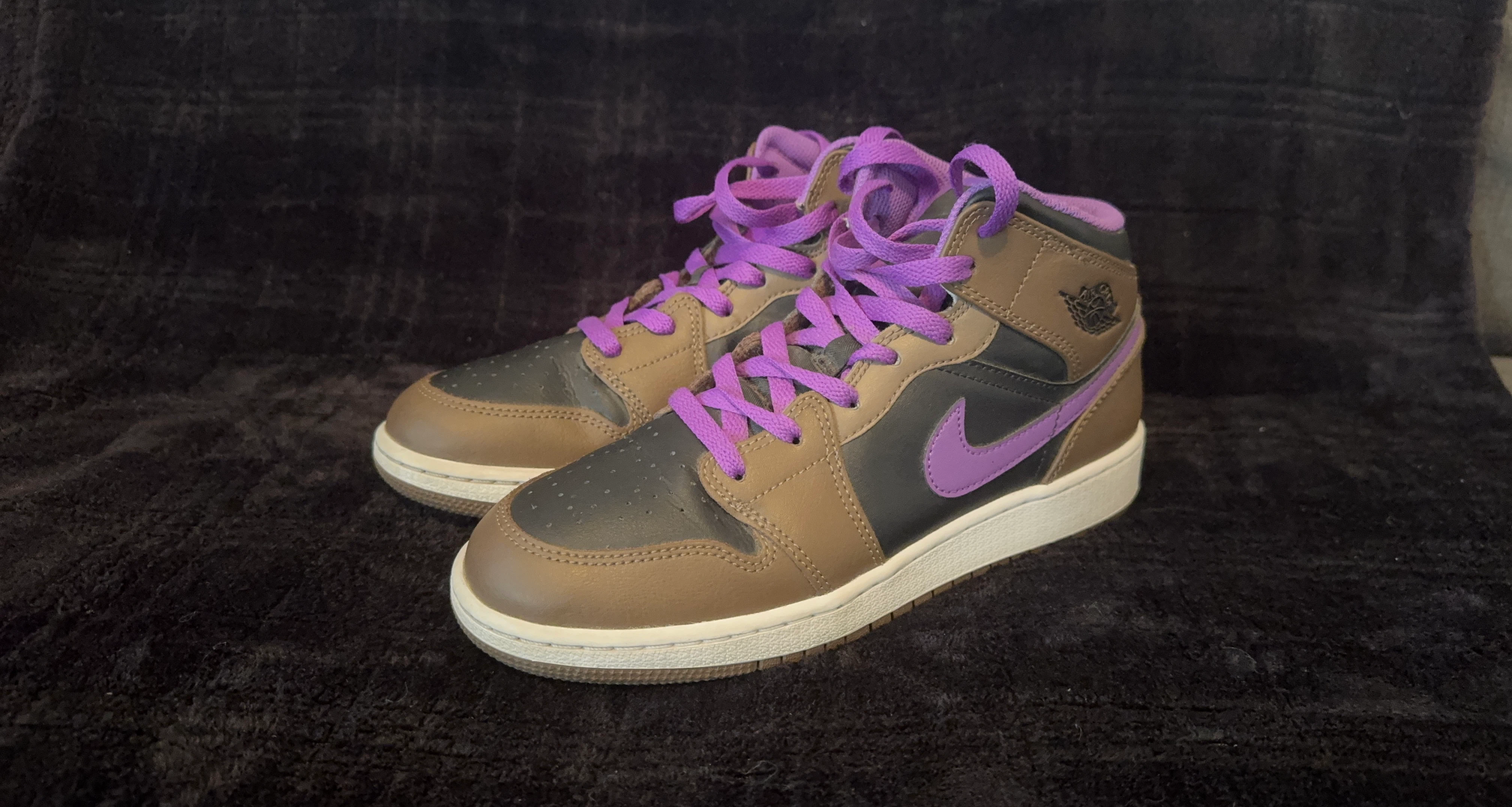 Nike Air Jordan 1 Mid Brown and Purple Shoes