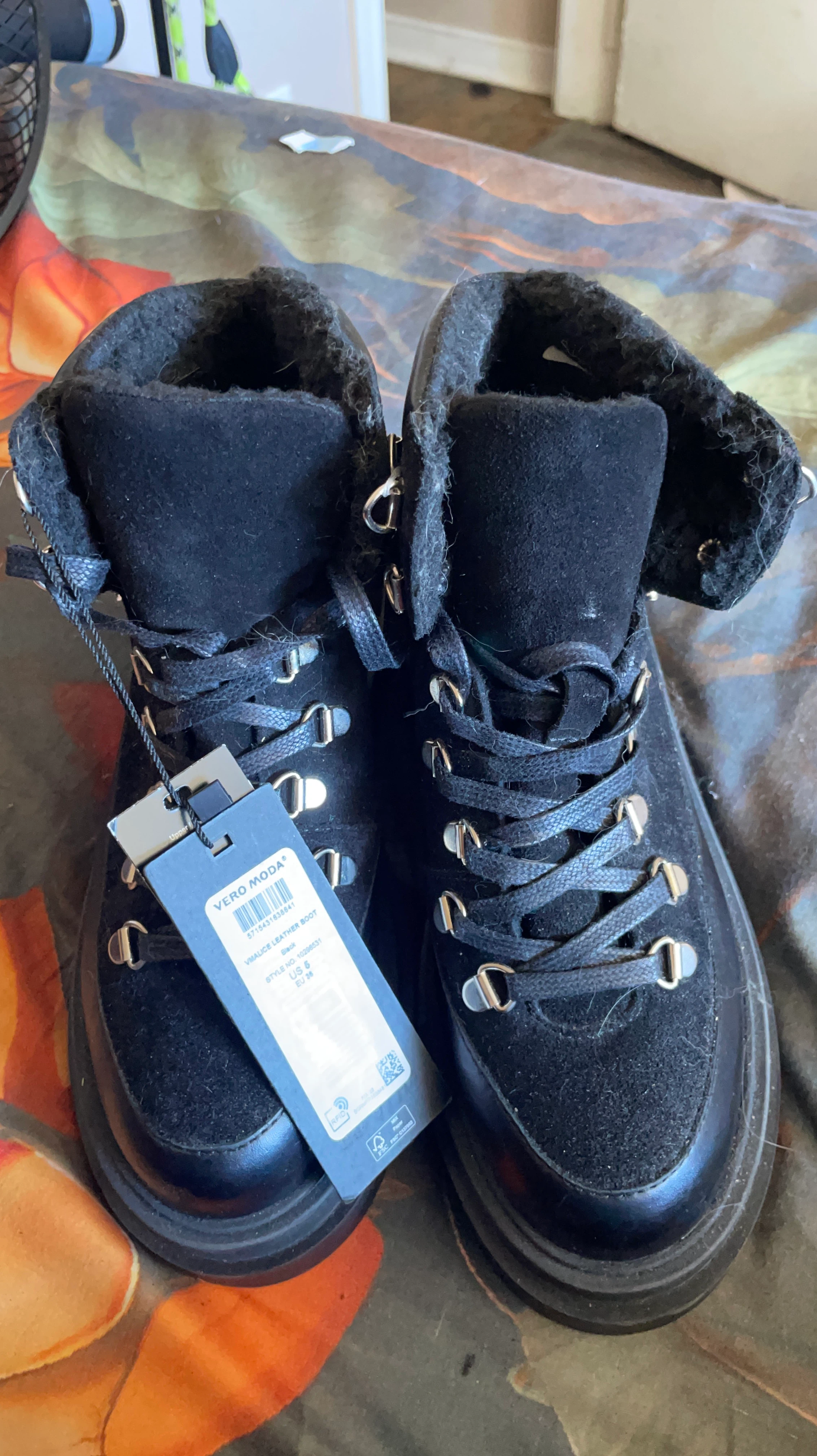 Vero Moda Vmalice Leather Boots Black Size 6
