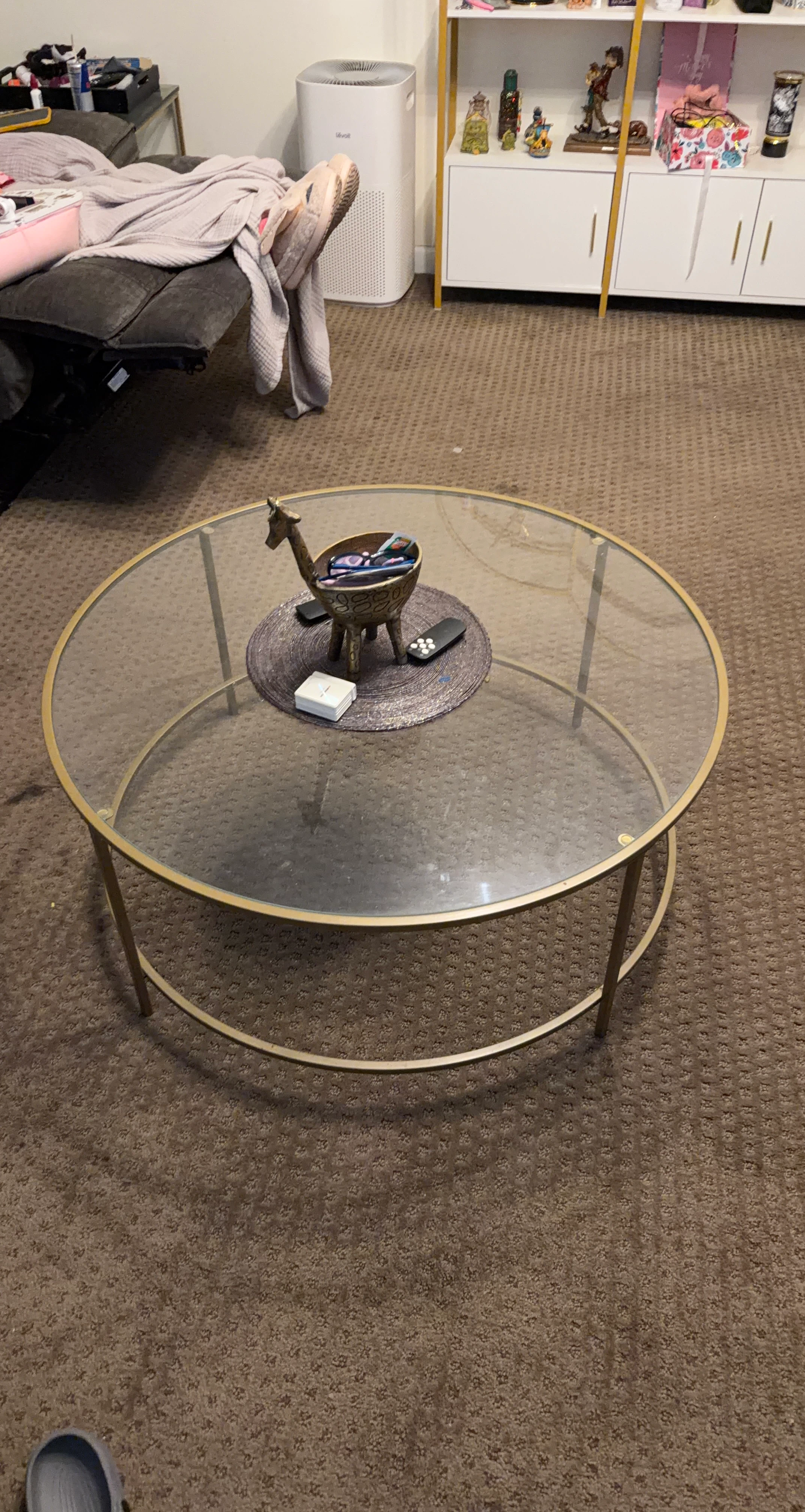 Round Gold Glass Coffee Table