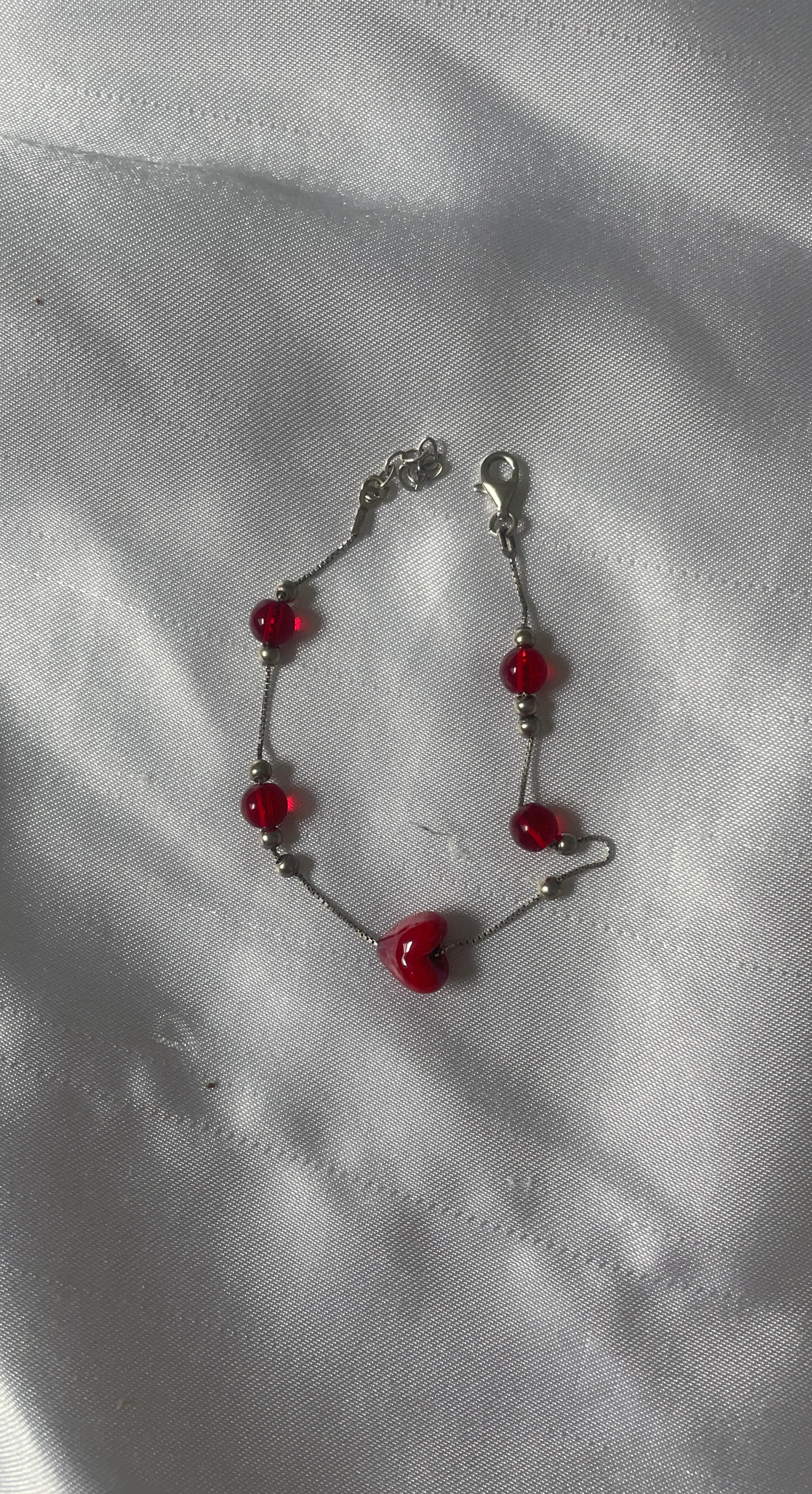 Red Bead Heart Bracelet