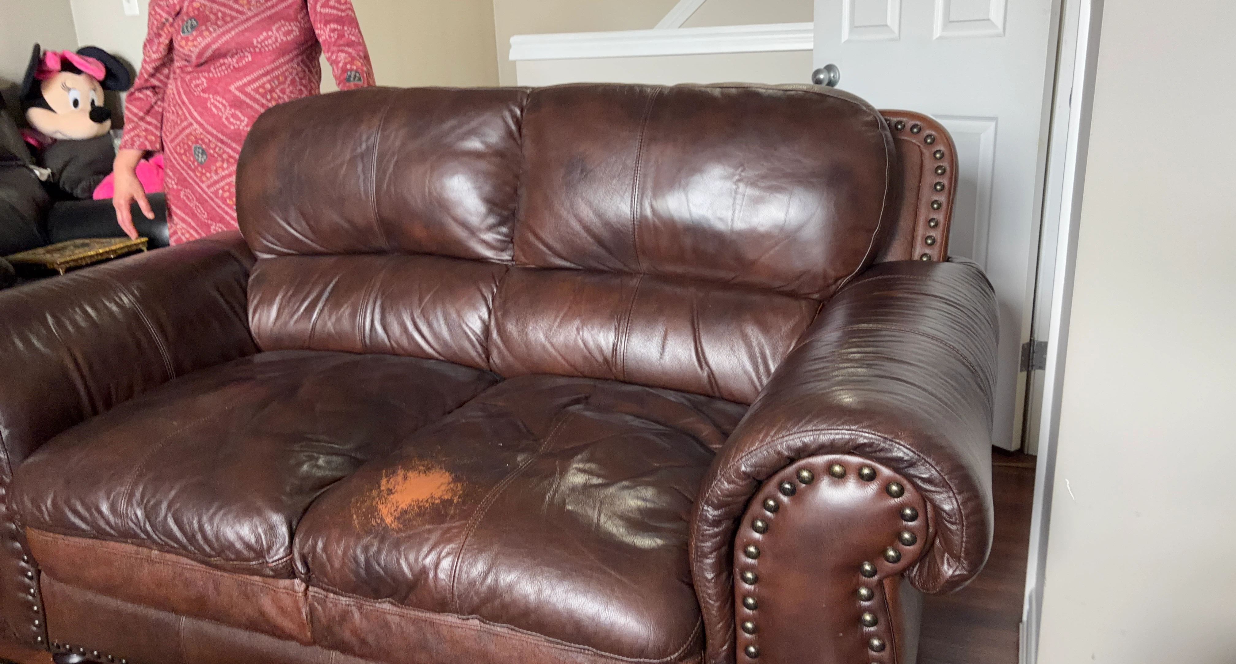 Dark Brown Leather Loveseat