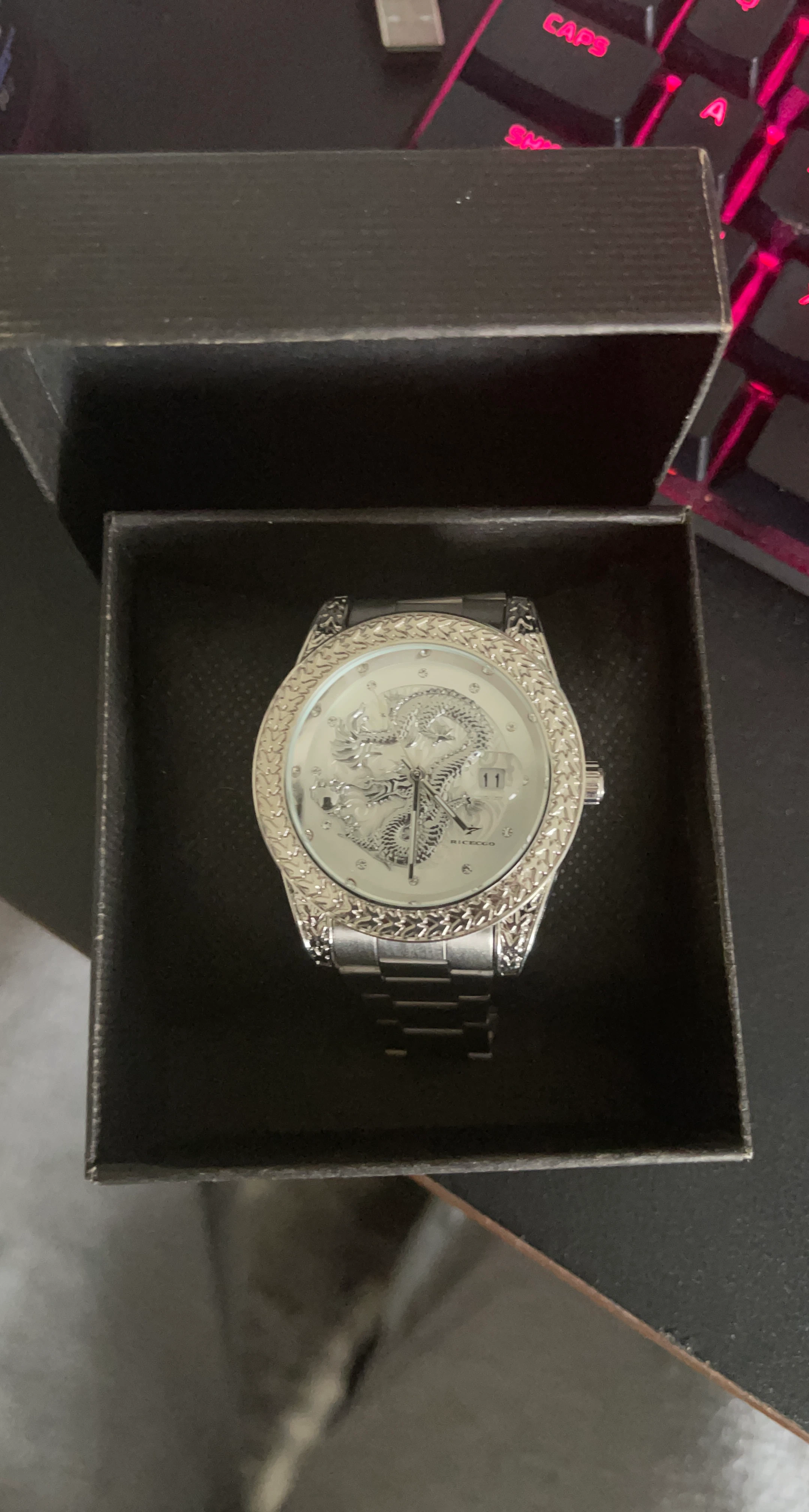 Ricecgo Silver Dragon Watch
