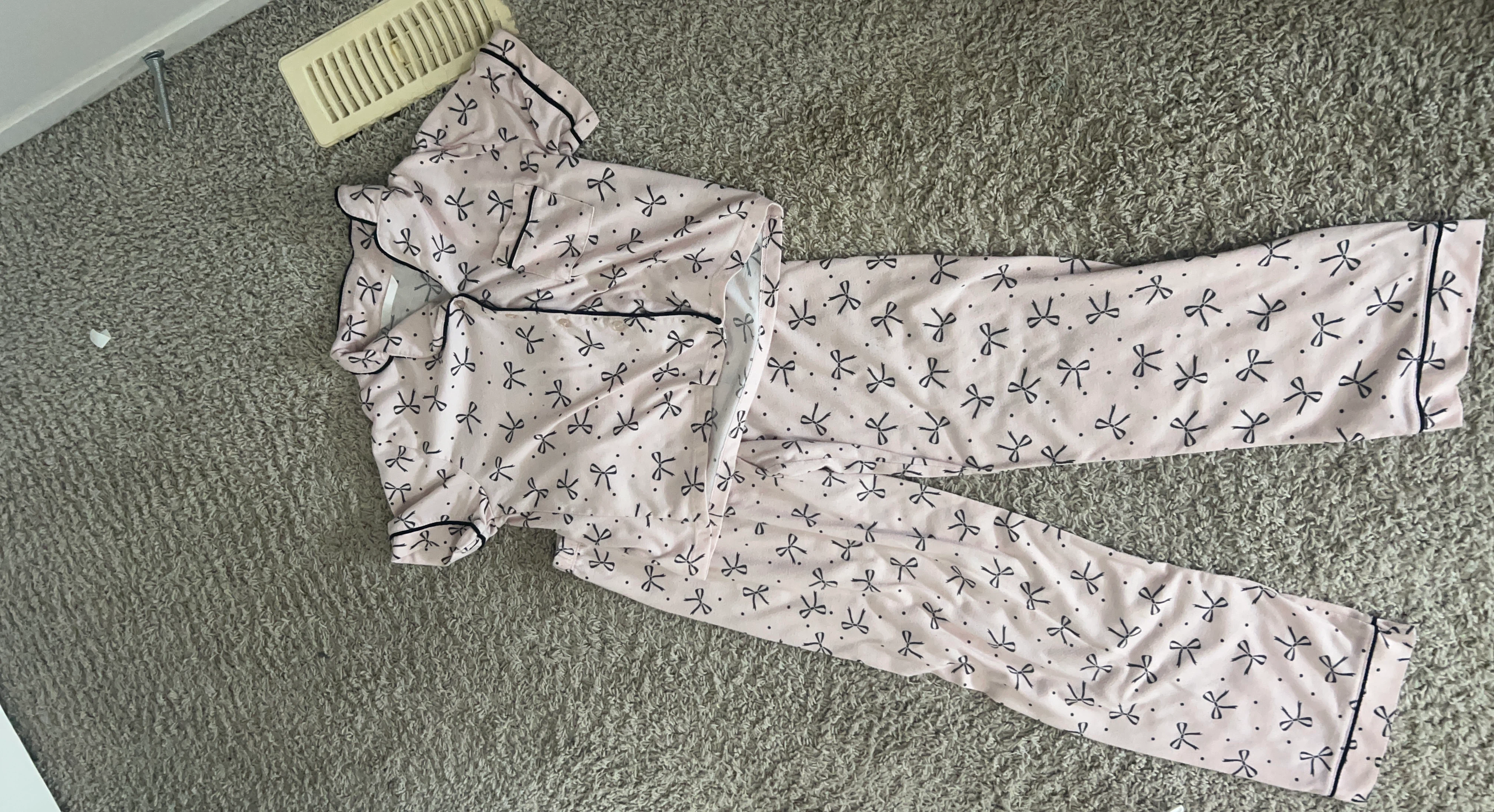 Pink Bow Print Pajama Set