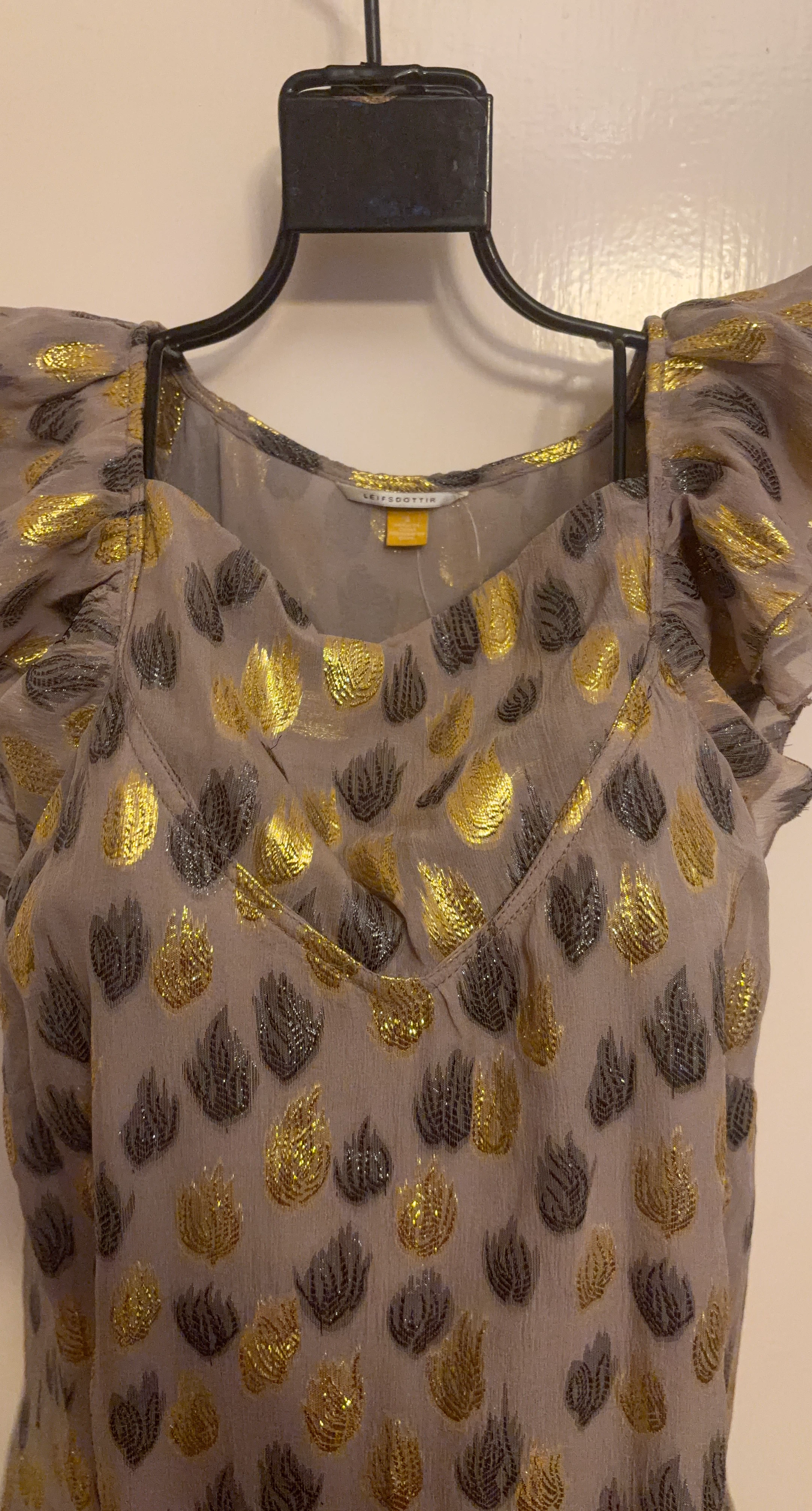 Leifsdottir Metallic Leaf Print Sleeveless Top - photo 2